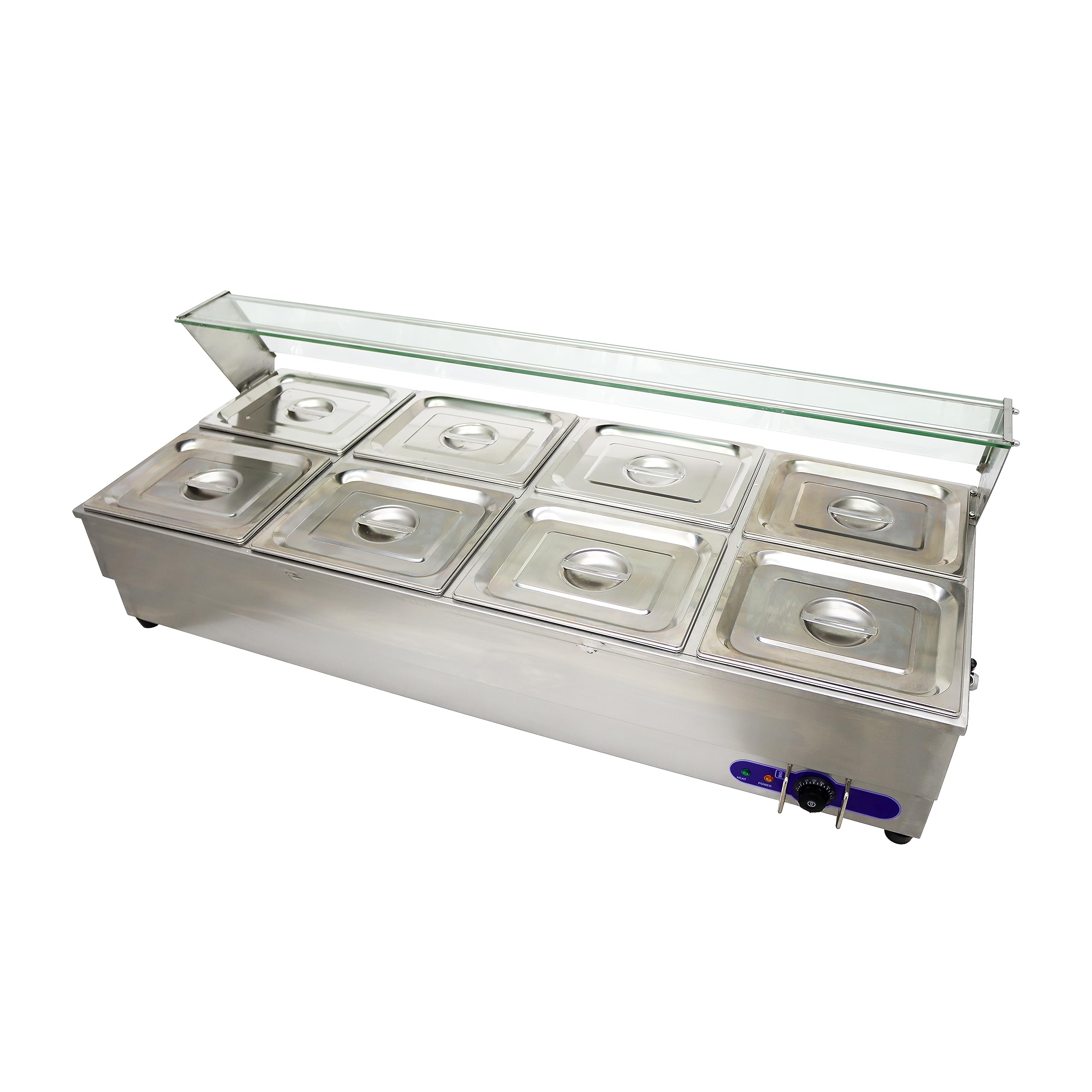8 Pan Stainless Steel Commercial Food Warmer 110V 2000W Buffet Steam Table Heater for Soup, Stew & Sauces – 12.8
