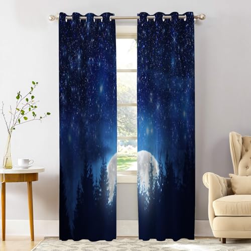 Starry Sky Moon Milky Way White