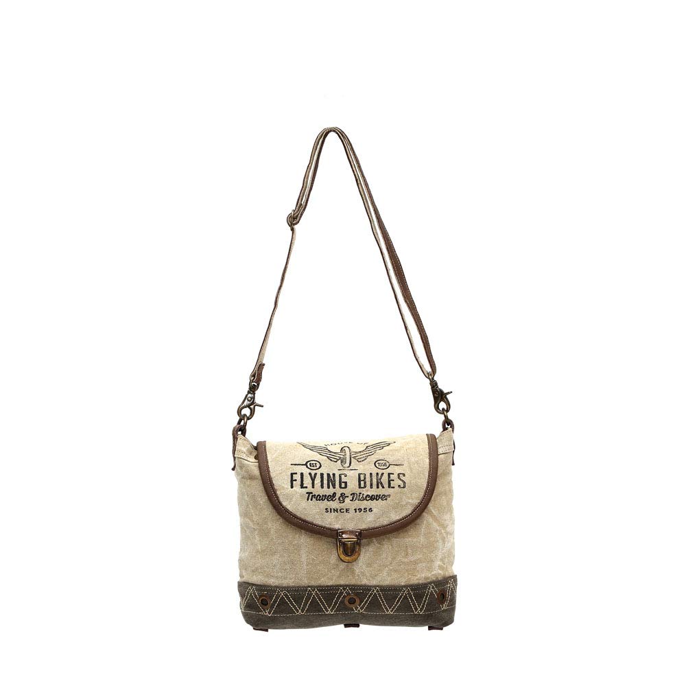 Vintage Upcycled Canvas Crossbody Bag with Genuine Leather Trim - Eco-Friendly Fashion Accessory for Women, Perfect for Travel, Shopping & Everyday Use