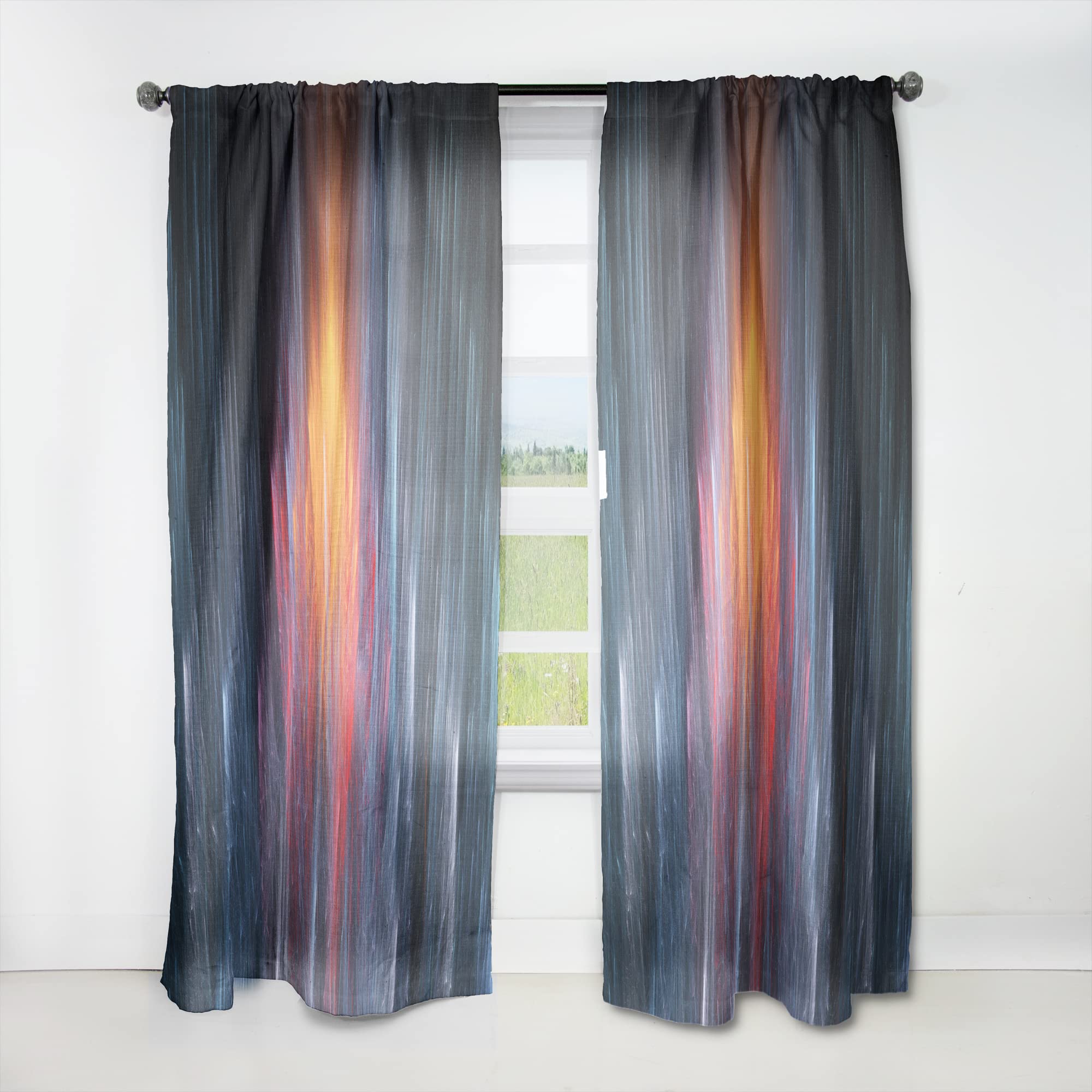 DesignQ 'Fractal Fire' Light Blue Thermal Insulated Curtain Panel - 52x63 Inches - Blackout Drapes for Bedroom & Living Room - Perfect for Energy Efficiency and Light Control
