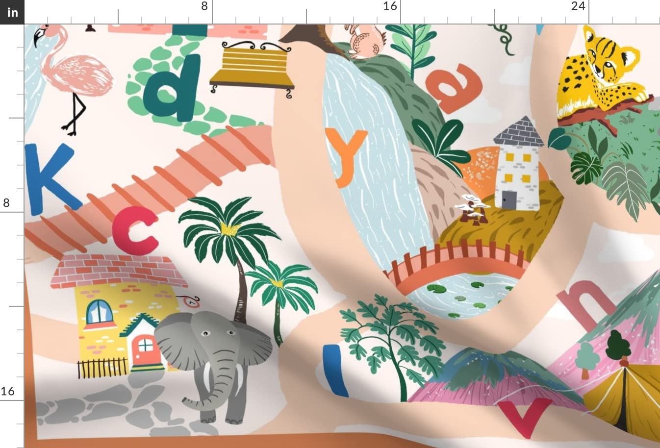 Jungle Animals Zoo Alphabet Play Mat - Minky Fabric for Baby Blankets & Quilting - Interactive Nursery Decor