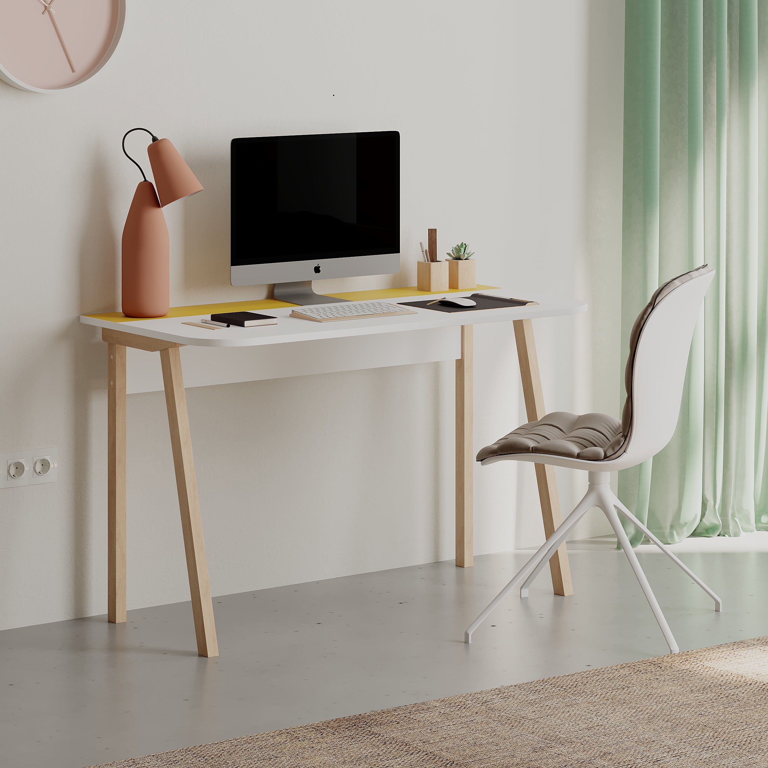 Ambrose Desk - Modern Writing Desk for Home Office, Study & Workspace | Ergonomic Design with Storage Drawers | Perfect for Remote Work, Online Classes & Small Spaces