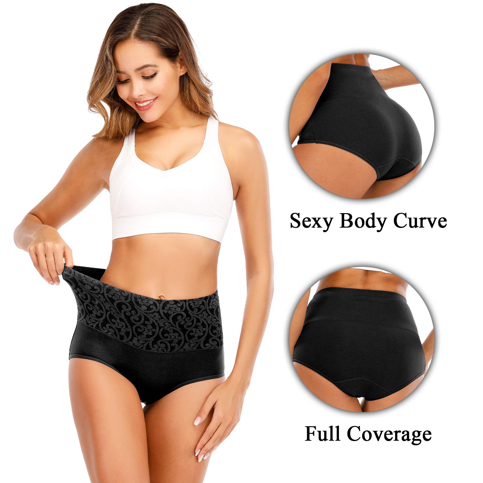 **Senllori Women's High Waist Cotton Underwear - Soft Breathable Panties for Ladies, Plus Size Briefs Multipack (3/5 Pack) - Comfortable for Daily Wear, Workout & Sleep**