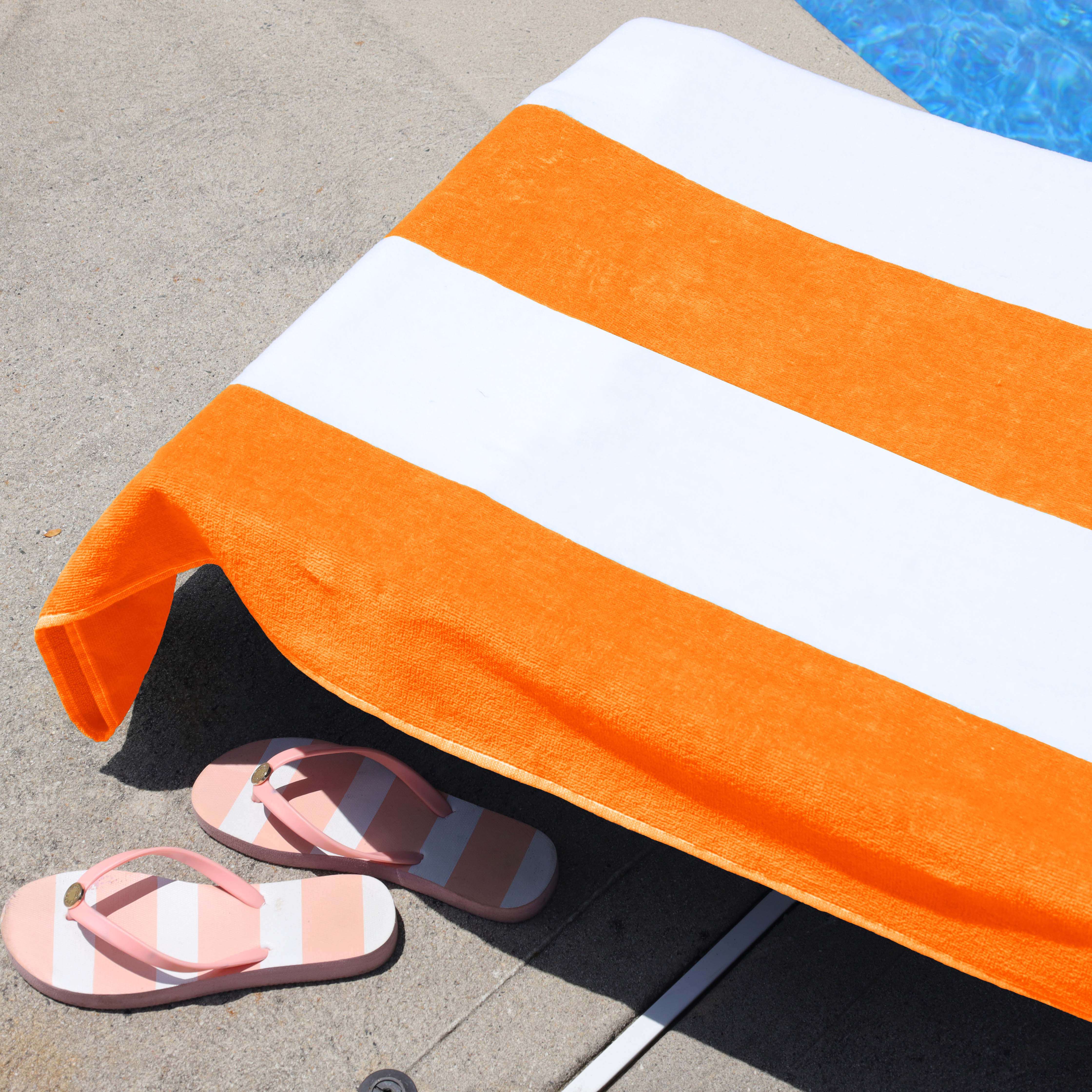 Premium Cotton Cabana Stripe Chaise Lounge Chair Cover - Standard Size, UV Resistant & Waterproof - Perfect for Poolside, Patio, and Outdoor Furniture Protection