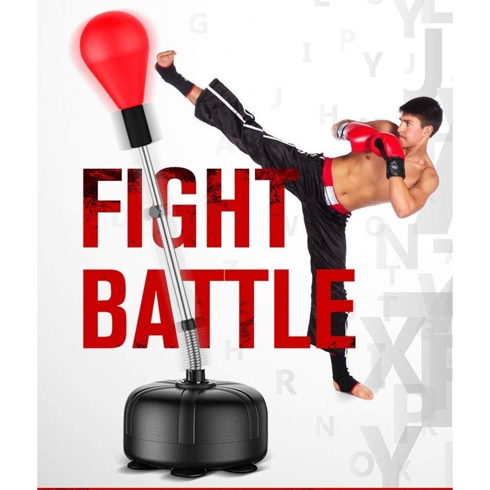 Adjustable Height Boxing Ball Stand with Durable Spring - Heavy Duty Punching Ball for Stress Relief, Fitness Training & Home Gym Workouts - Perfect for Boxing Practice, Cardio Exercise & Anger Management