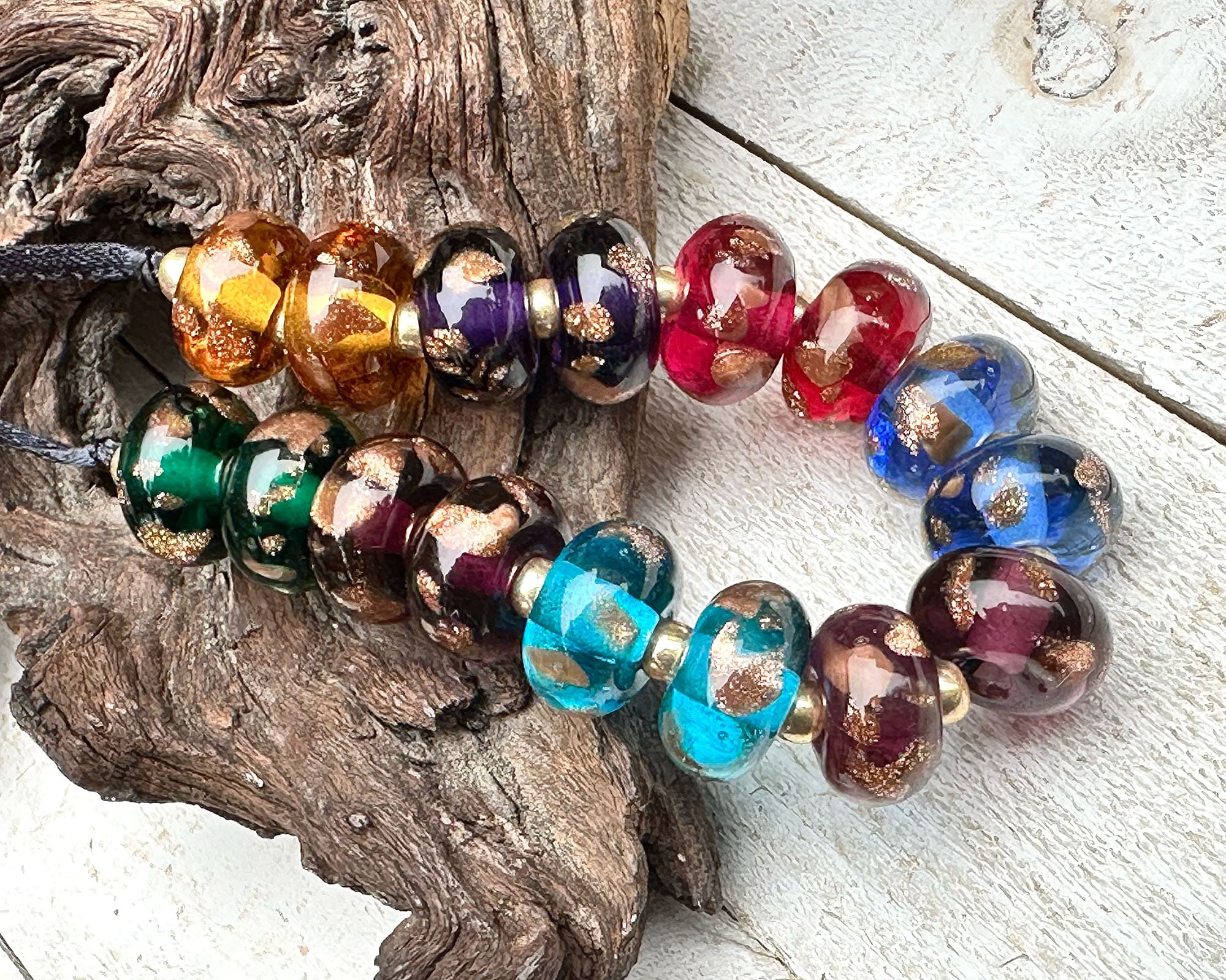 16 Multicolor Sparkle Glass Lampwork Beads Set for Jewelry Making - DIY Bracelets, Necklaces, Earrings Craft Supplies - Perfect for Beading Projects & Gift Making