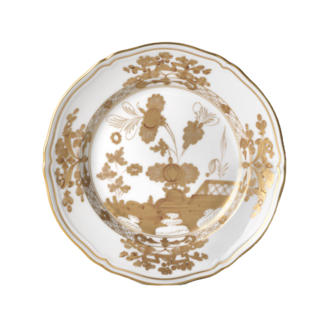 Oriente Italiano Aurum Gold Dessert Plates - Elegant Fine China for Cakes, Pastries & Desserts - Perfect for Dinner Parties, Weddings & Special Occasions