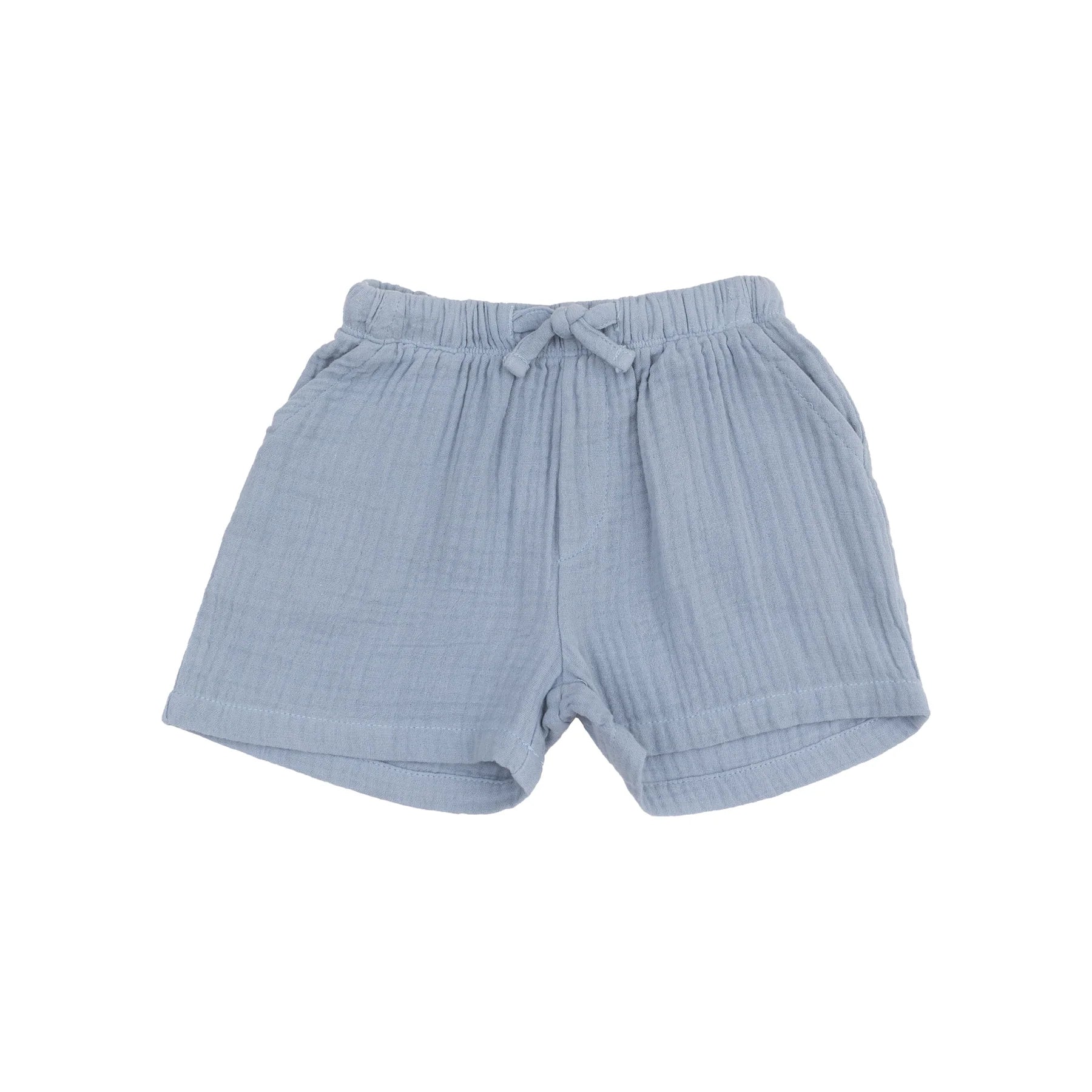French Stripe Dusty Blue Polo Shirt & Muslin Shorts Set - Men's Casual Summer Outfit for Beach, Vacation & Outdoor Activities