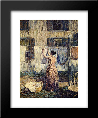 Vintage Woman Hanging Clothes 15x18 Framed Wall Art Print by Robert Spencer - Perfect for Kitchen, Laundry Room & Farmhouse Decor