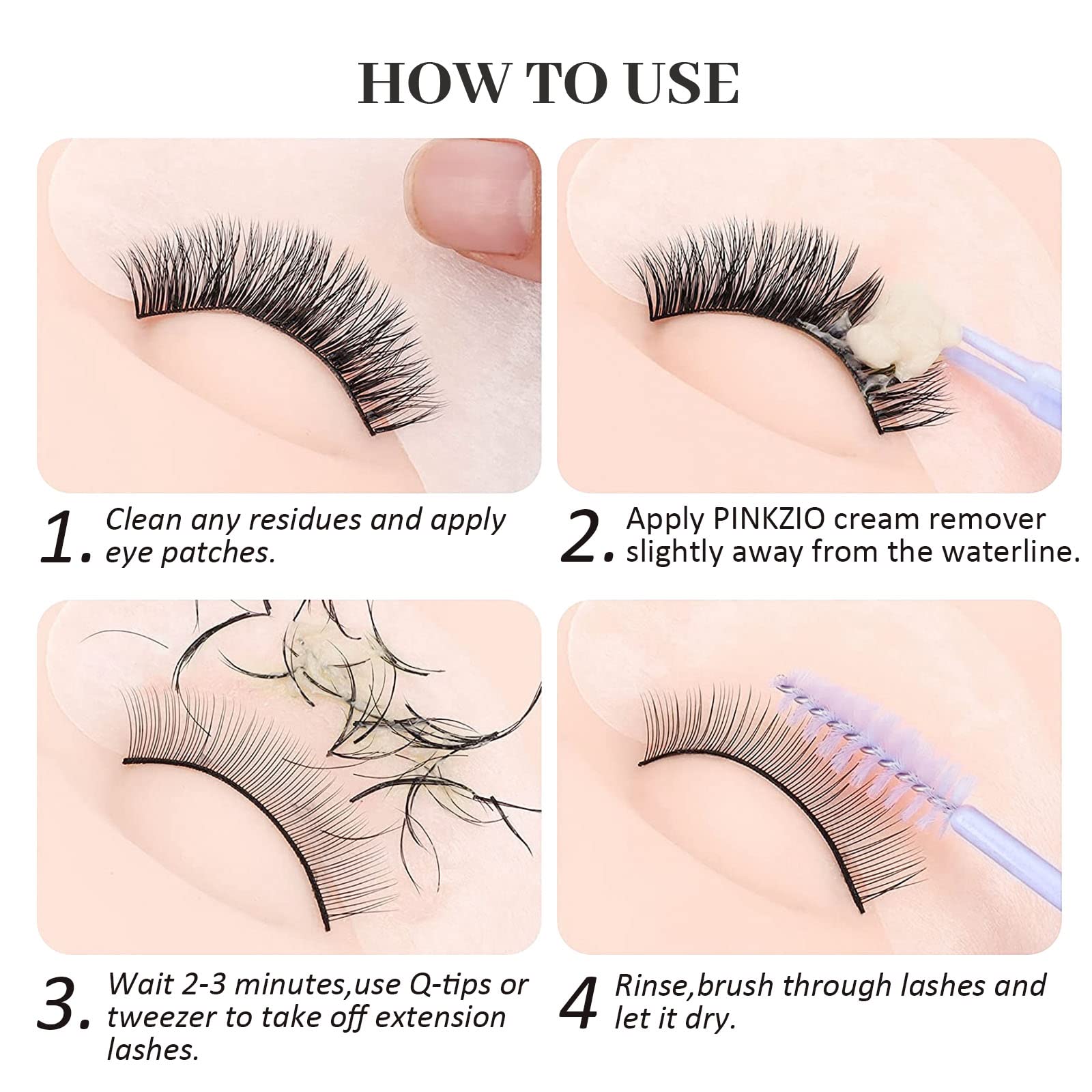 PINKZIO Eyelash Extension Glue Remover Cream - Fast Acting Lash Adhesive Dissolver, Gentle Formula for Safe Removal Without Damaging Natural Lashes (5ml, White) | Perfect for Salon Professionals & DIY Lash Extensions at Home