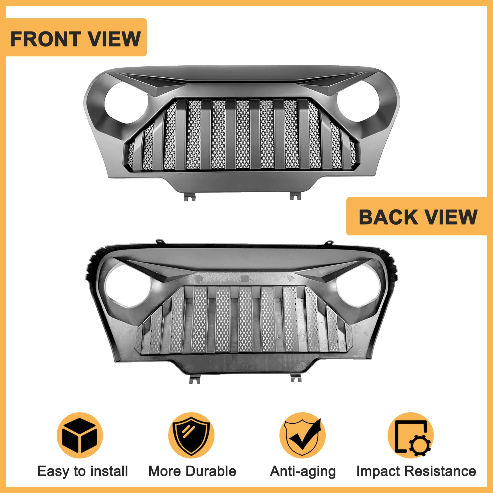 Matte Black Vader Style Grill for Jeep Wrangler TJ & Gladiator (1997-2006) - Heavy Duty Mesh Insert - Off-Road & Street Style Upgrade