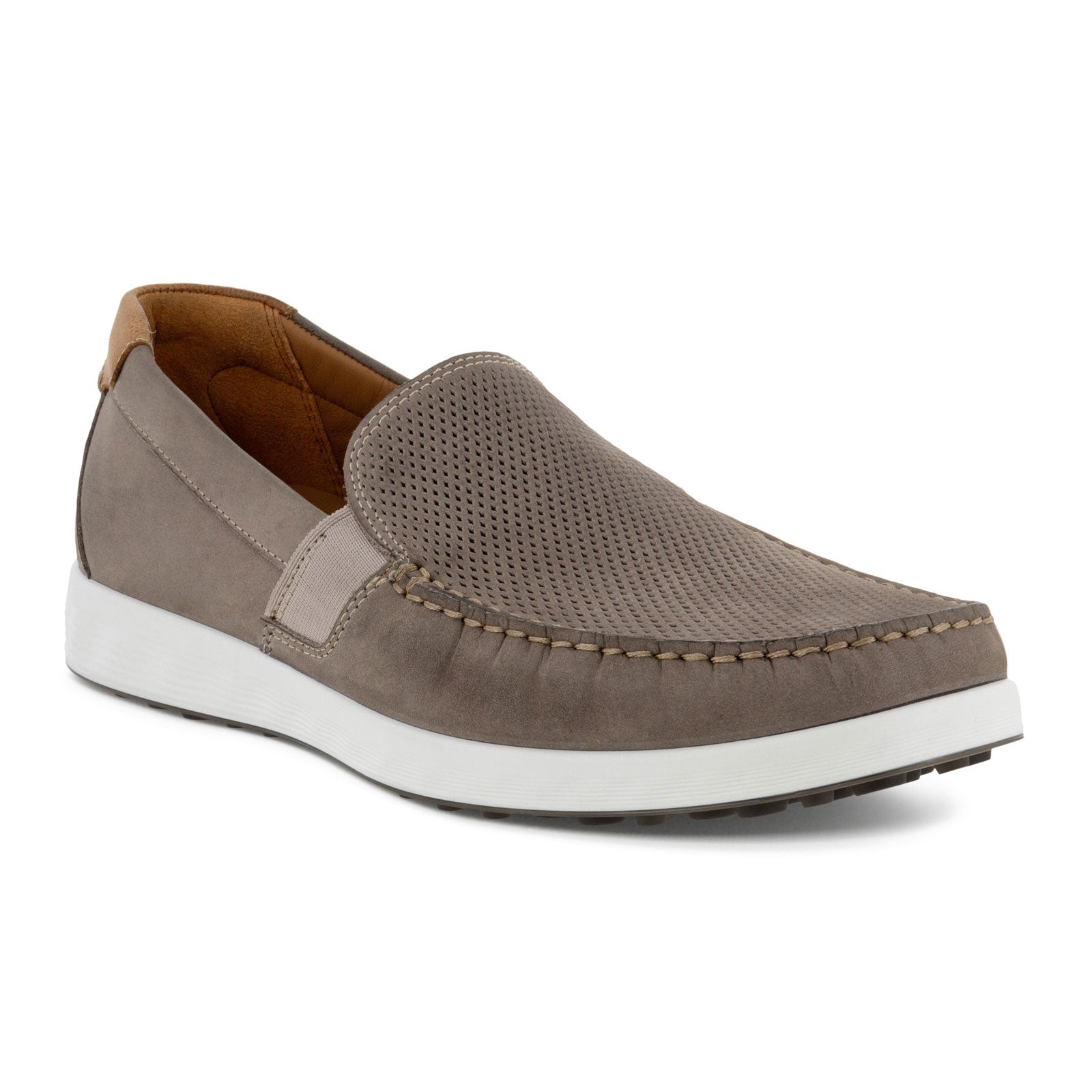 ECCO Men's S Lite Moc Slip-On Loafers in Warm Grey/Cognac - Comfortable Casual Shoes for Work, Travel & Everyday Wear
