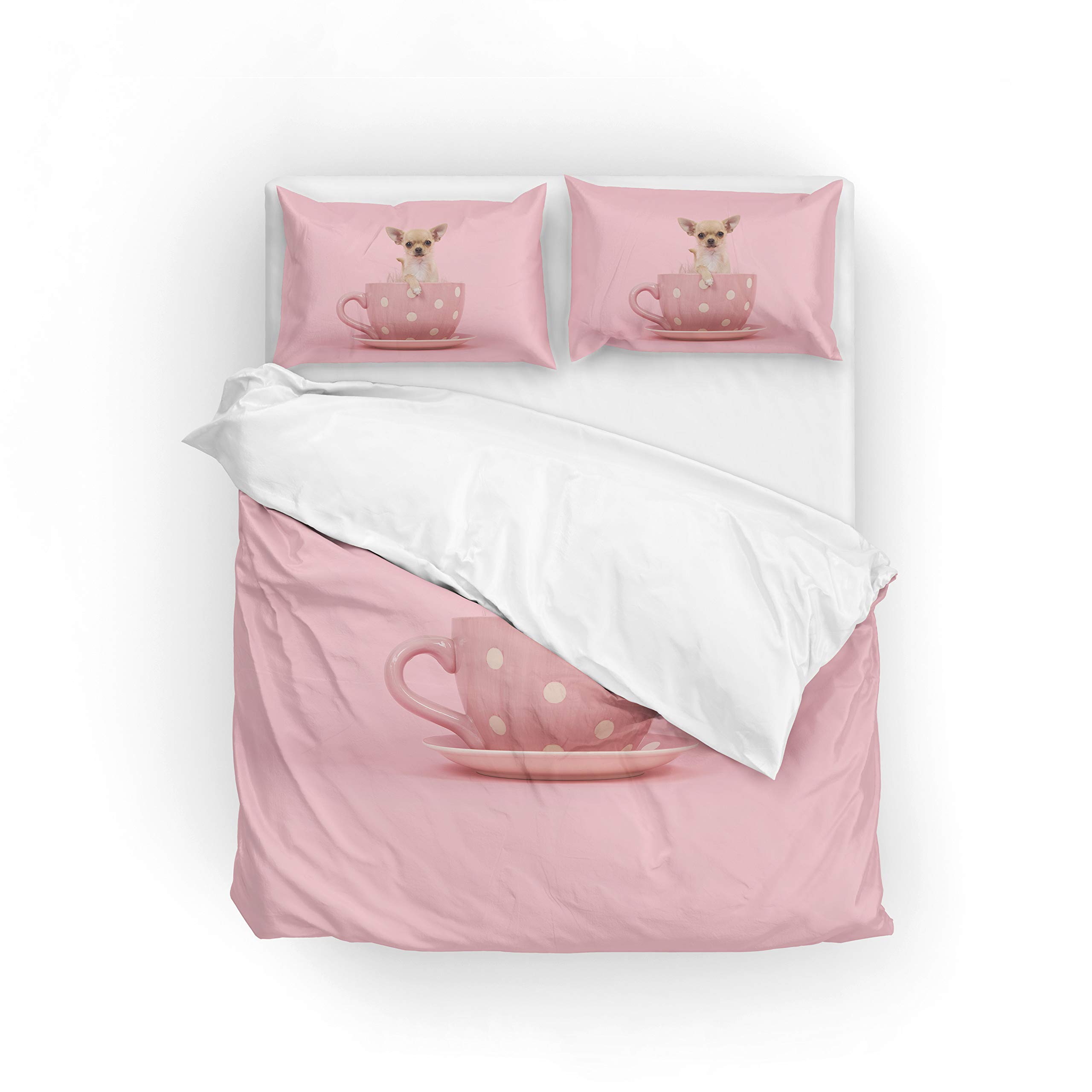 Chihuahua Dog Duvet Cover Set - King Size Polyester Bedding for Pet Lovers