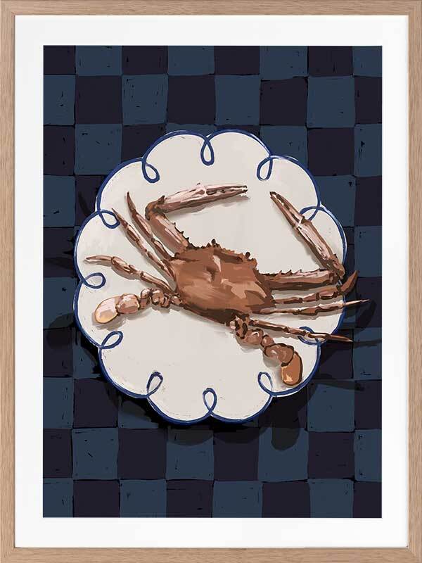 Deep Blue Crustacean Framed Art Print - Ocean Themed Wall Decor for Living Room, Bedroom & Office