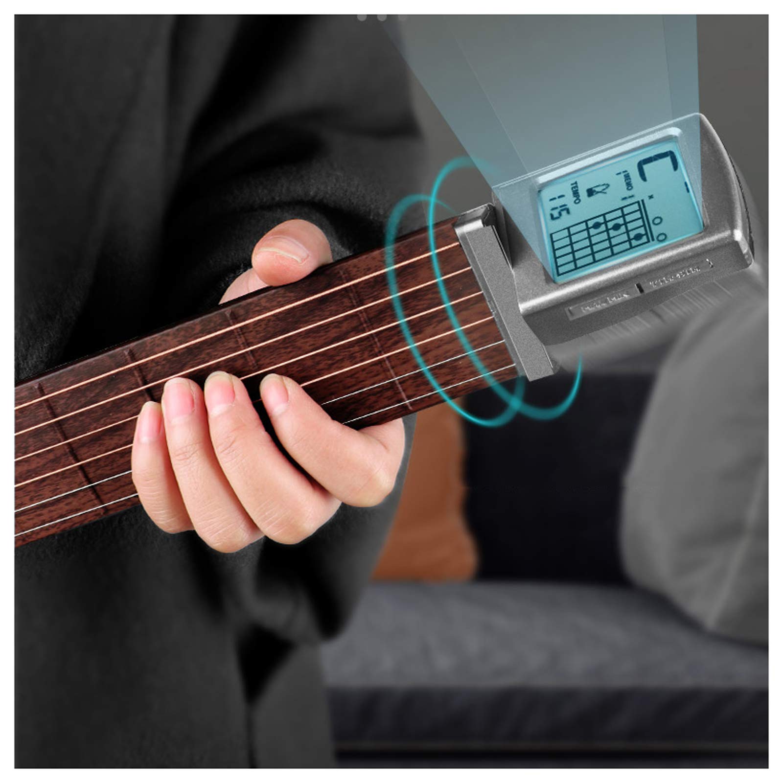 Portable Pocket Guitar Trainer - 6-Fret Practice Tool with Rotatable Chord Chart for Beginners | Perfect for Travel, Camping & Home Practice | Folk & Acoustic Guitar Learning Aid