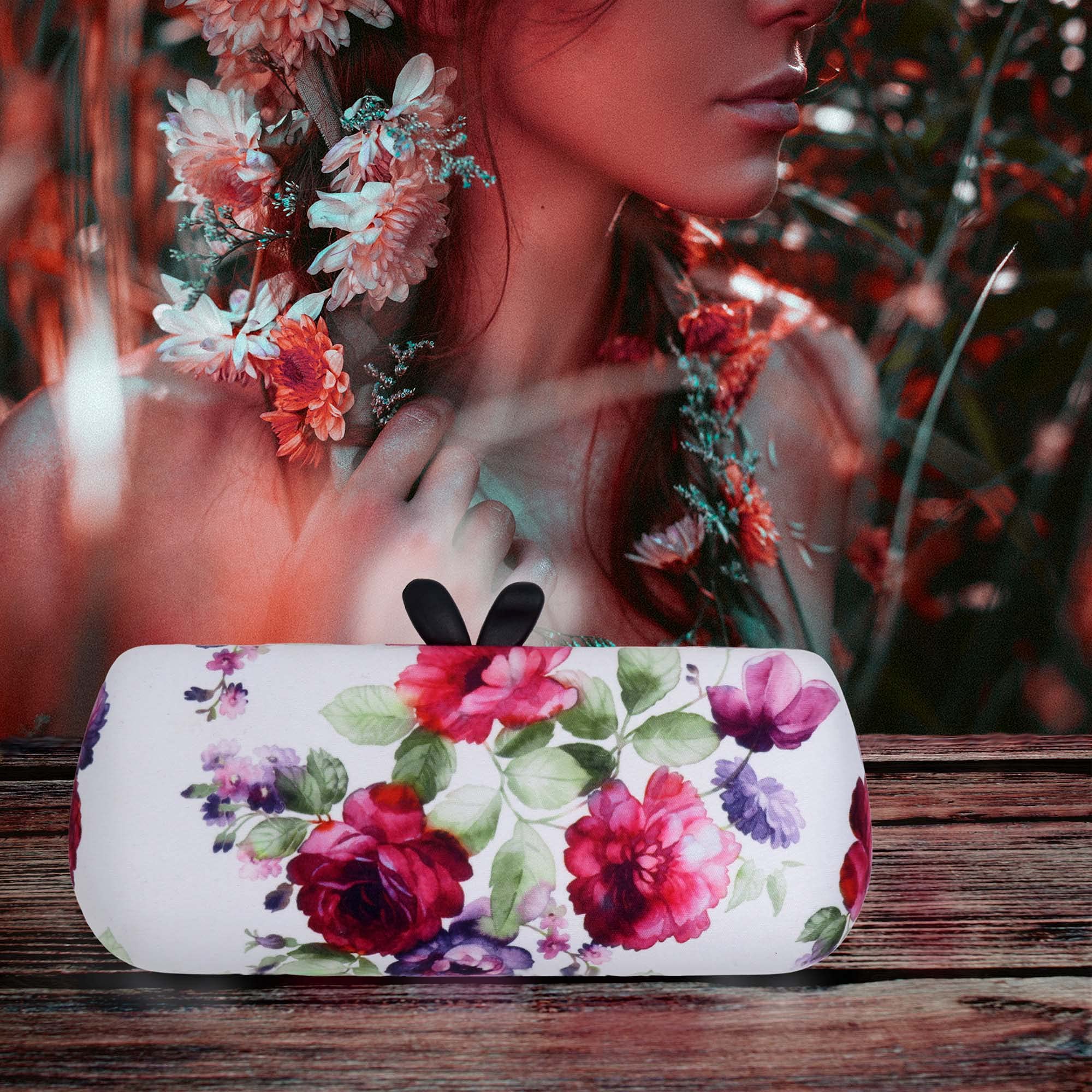 Stylish Women's Hard Glasses Case - Cute Small Sunglasses Holder with Handle - Fashionable Eyeglass Storage with Drawstring Pouch & Cleaning Cloth | Perfect for Travel, Work & Everyday Use