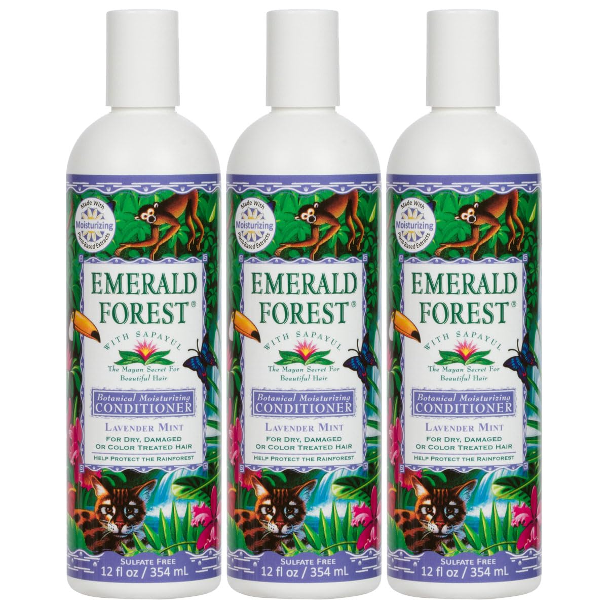 EMERALD FOREST Moisturizing Conditioner with Sapayul & Lavender Mint - 12 fl oz (3 Pack) | Hydrating Hair Care for Dry, Damaged Hair - Daily Use & Salon Quality Results