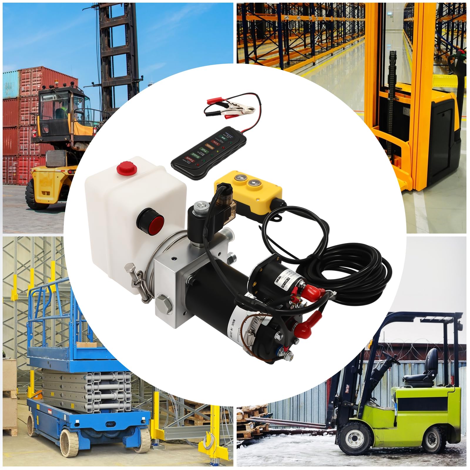 800W 12V DC Hydraulic Power Unit with Remote Control - 1.67 Quart Single Acting Hydraulic Pump with Oil Reservoir for Dump Trailers, Car Lifting, Log Splitters & Heavy Equipment Maintenance (Ideal for Automotive Repair & Farm Use)