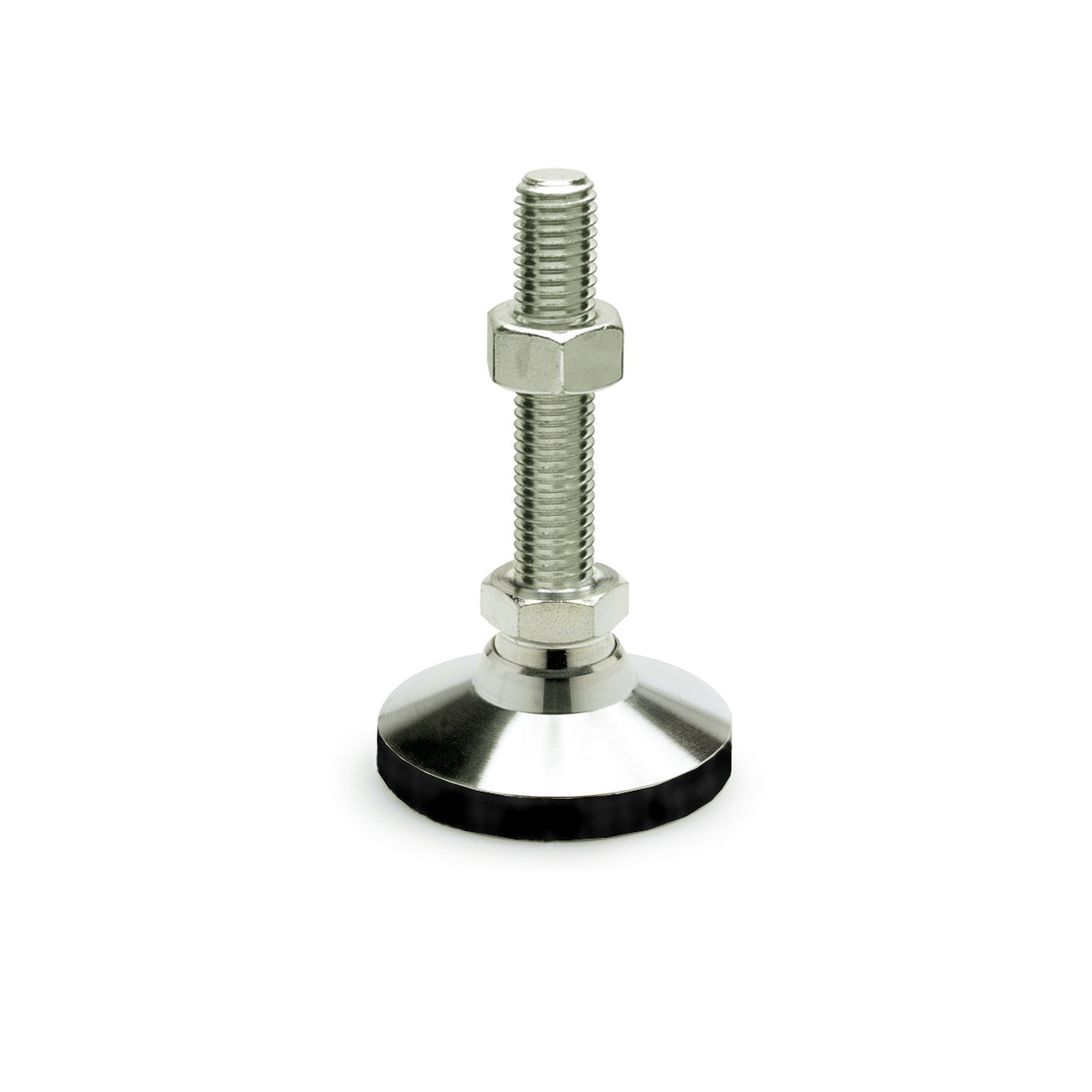 J.W. Winco 343.6-25-M8-40-KR Stainless Steel Threaded Stud Leveling Mount with Rubber Cap - M8 x 1.25 Metric Size, 25mm Base, 40mm Thread Length - Perfect for Machinery Leveling, Equipment Stabilization, and Vibration Damping in Industrial Applications
