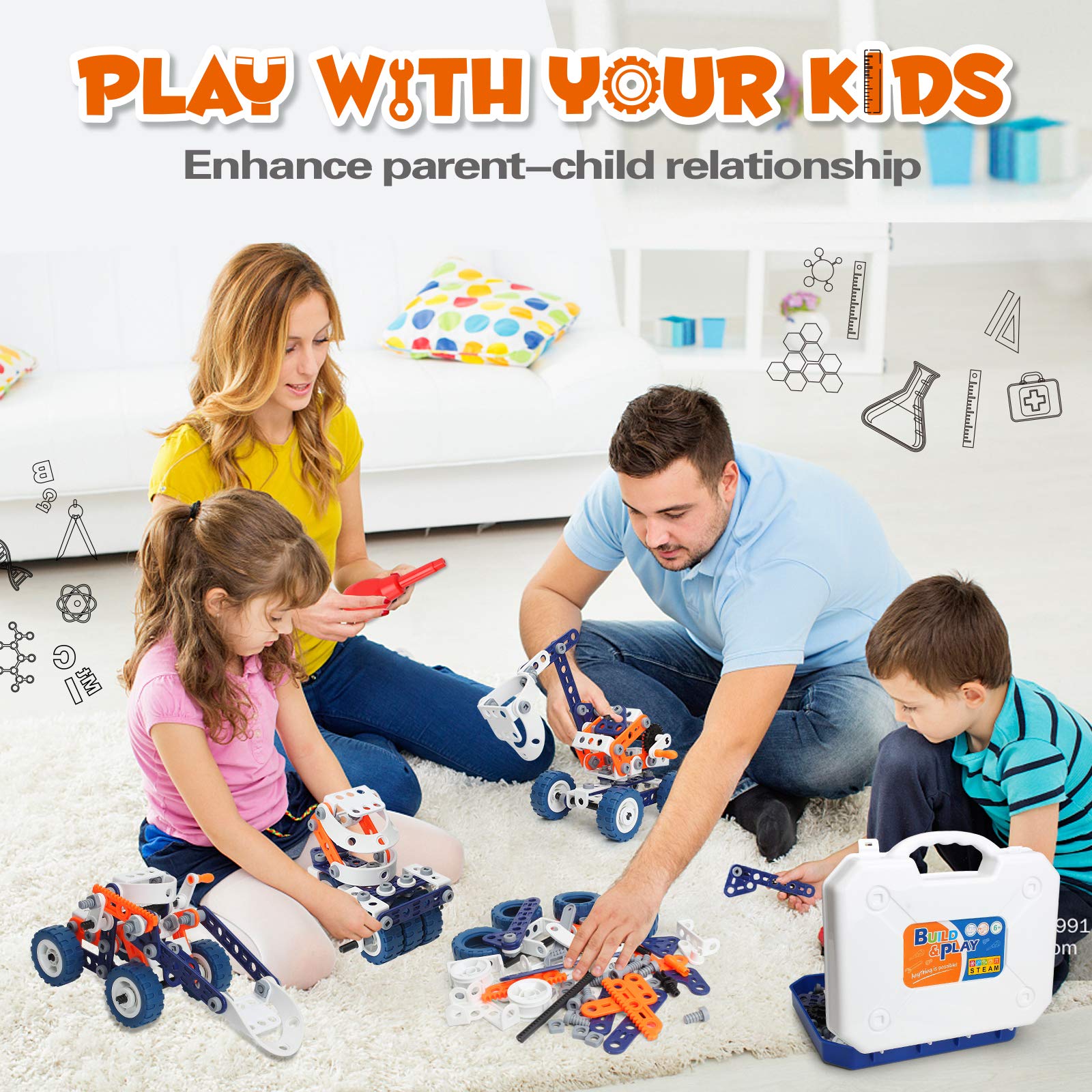 STEM Building Toys for Kids Ages 6-12 | 152PCS DIY 12-in-1 Engineering Construction Set | Educational STEM Toys for Boys & Girls | Perfect for School Projects, Birthday Gifts & Creative Play