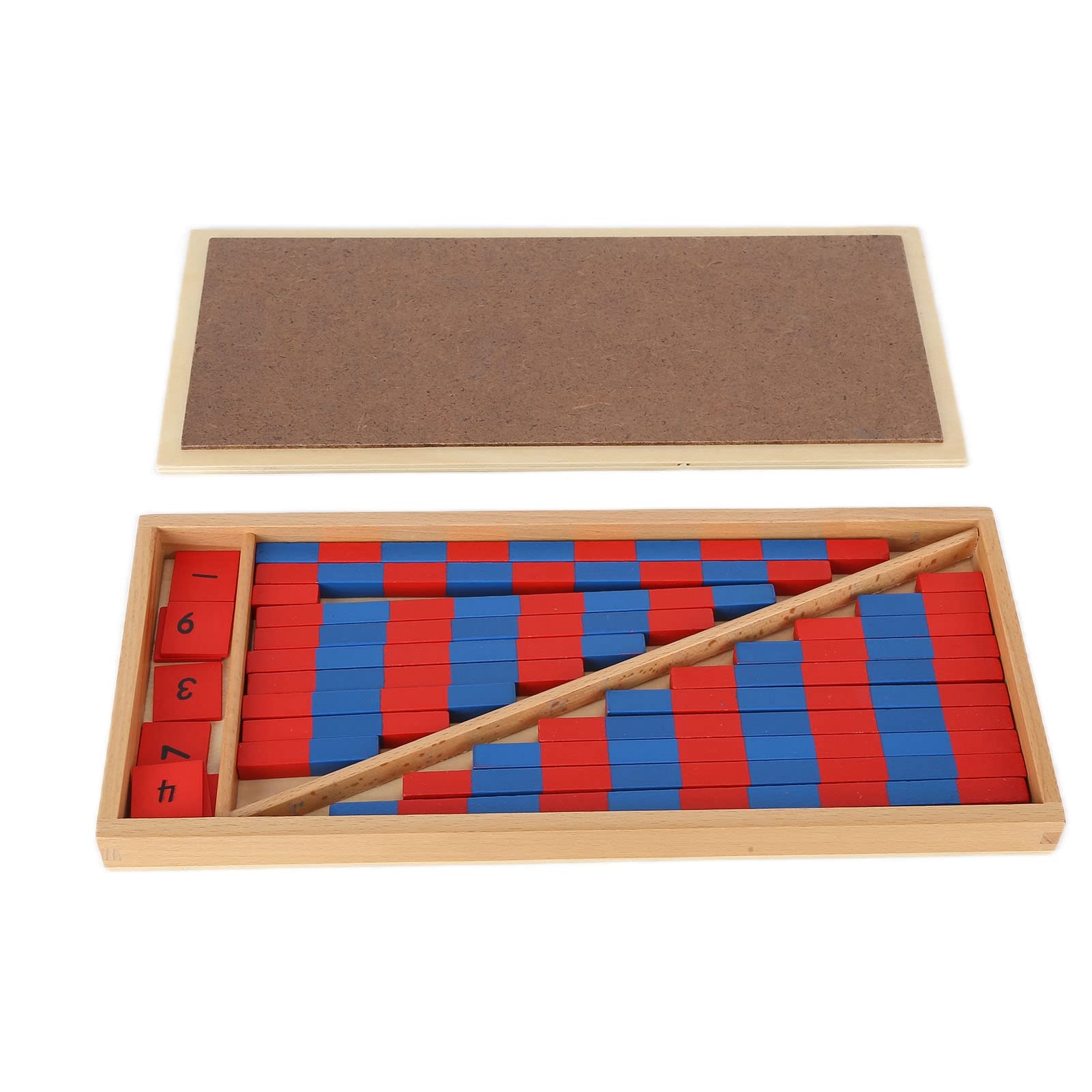Montessori Math Toys - Cuisenaire Rods with Wooden Box, Blue Red Counting Rods & Number Tiles for Preschool Kids | Early Childhood Education, Homeschool & Classroom Learning Tools