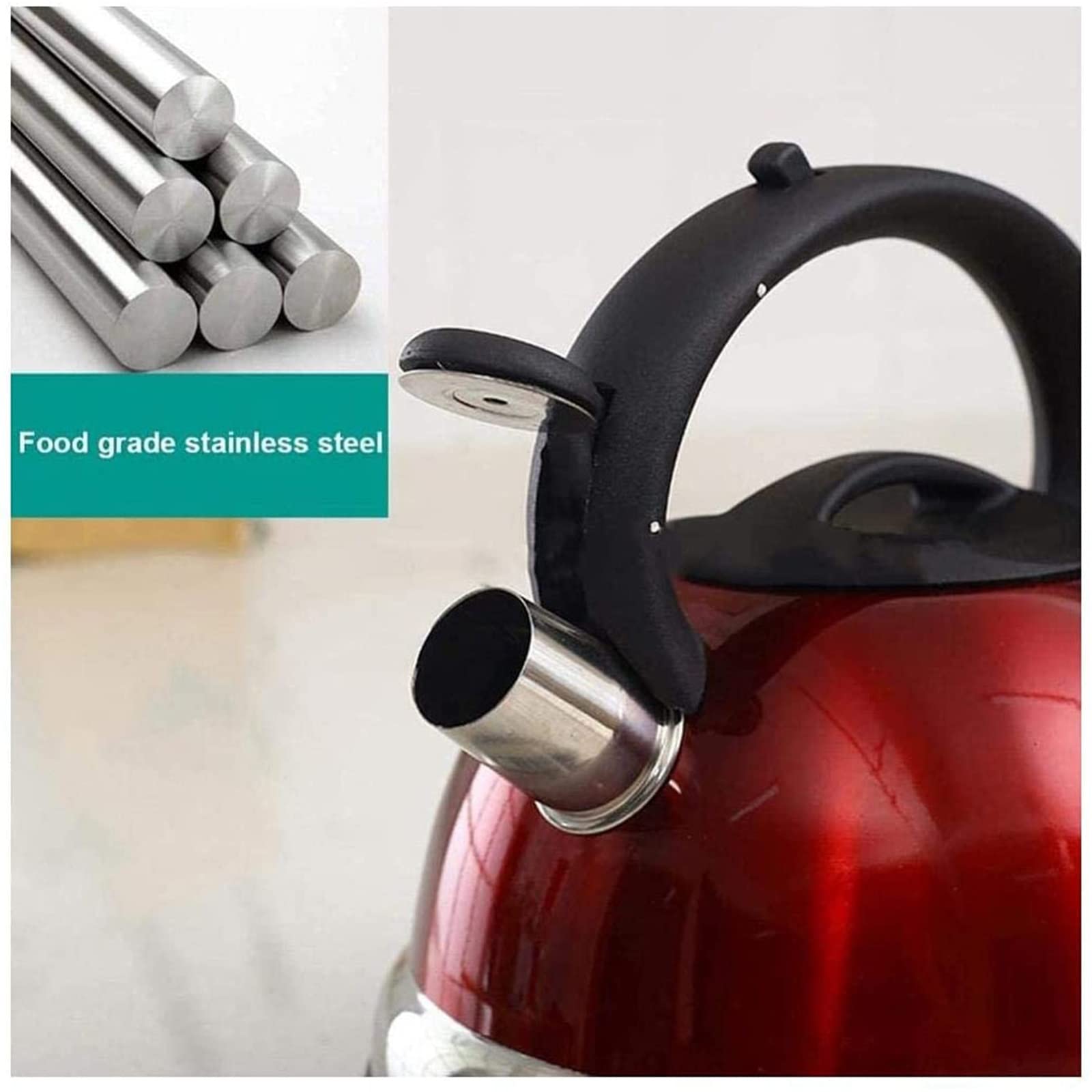 Stainless Steel Whistling Tea Kettle 3L - Stovetop & Induction Compatible, Flat Bottom Teapot for Gas & Electric Cooktops - Perfect for Home, Office & Camping Use