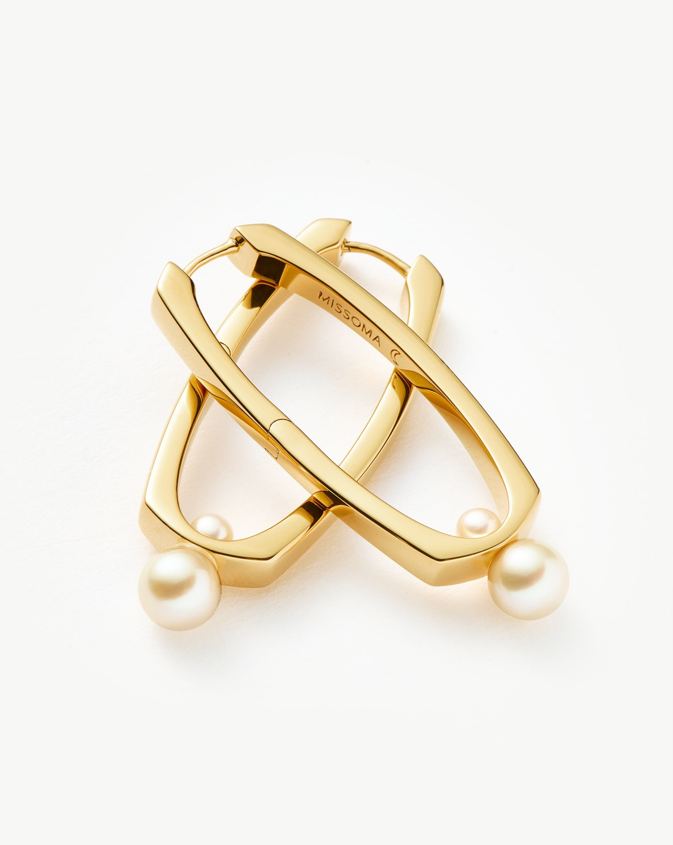 18k Gold Plated Pearl Hoop Earrings for Women - Elegant Button Pearl Ovate Drop Earrings | Perfect for Weddings, Parties & Everyday Wear