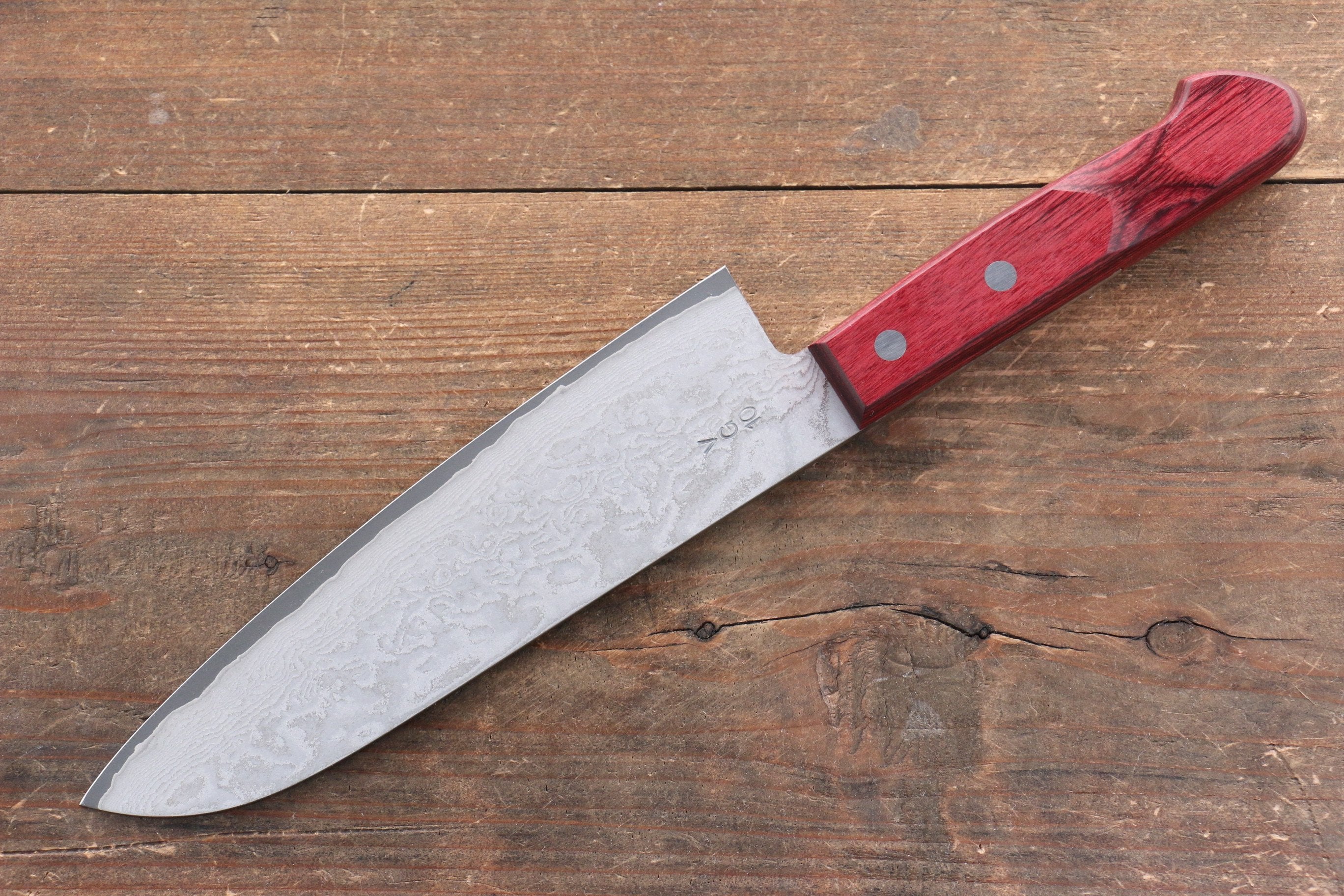 VG10 Black Damascus Santoku Knife 180mm - Japanese Chef Knife with Red Pakka Wood Handle - Perfect for Slicing, Dicing, and Chopping Vegetables, Meat, and Fish - Professional Kitchen Knife for Home Cooks and Chefs