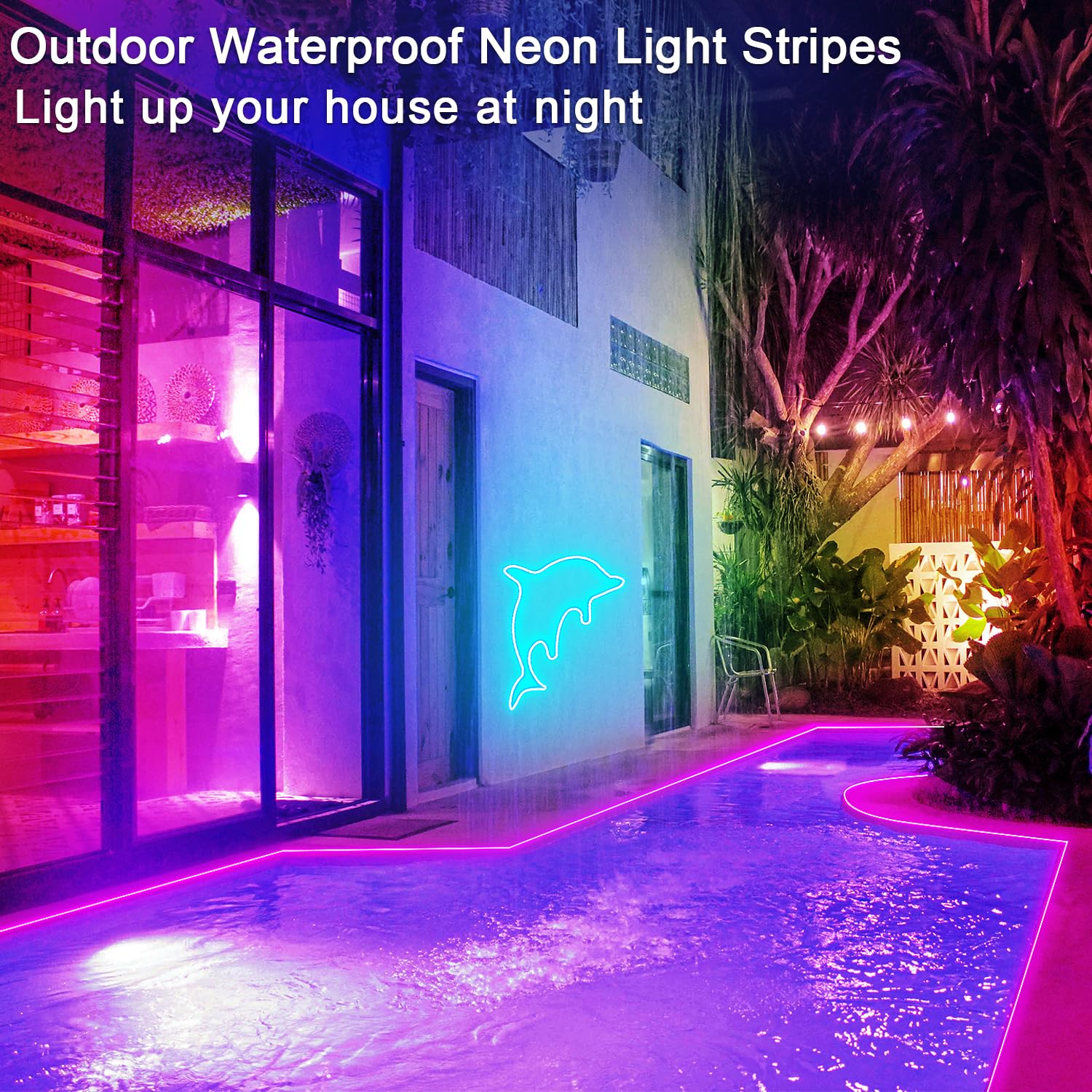 32.8ft LED Neon Strip Lights with Remote & APP Control, IP65 Waterproof RGB Rope Lights for Indoor/Outdoor Decor - Perfect for Bedroom, Party, Bar, Wedding, and Garden Lighting