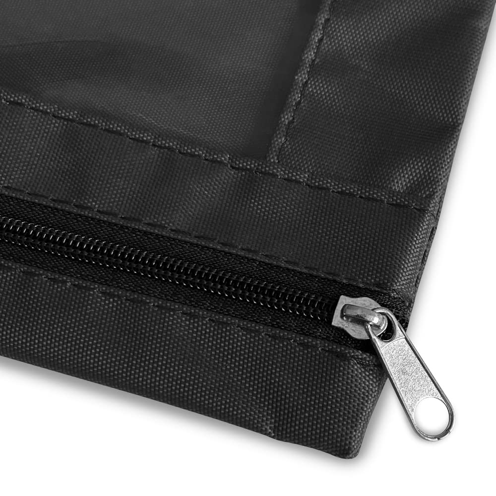 3-Pack Black Zipper Pencil Pouch with Clear Window for 3-Ring Binder - Large Capacity Multi-Color School Supplies Organizer - Perfect for Students, Office & Classroom Organization