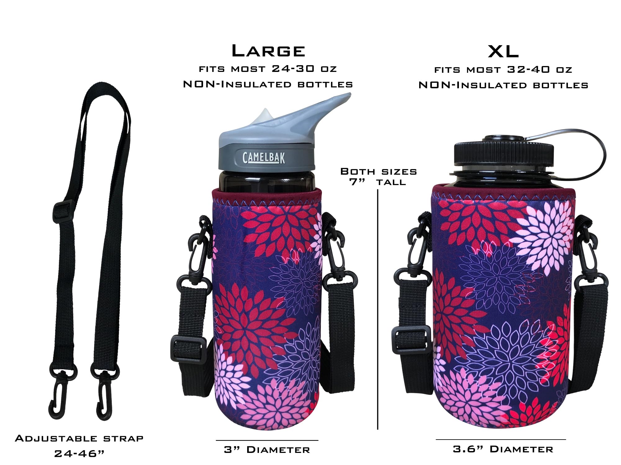 Koverz XL 32-40oz Water Bottle Carrier with Strap - Vintage American Flag for Hiking & Gym