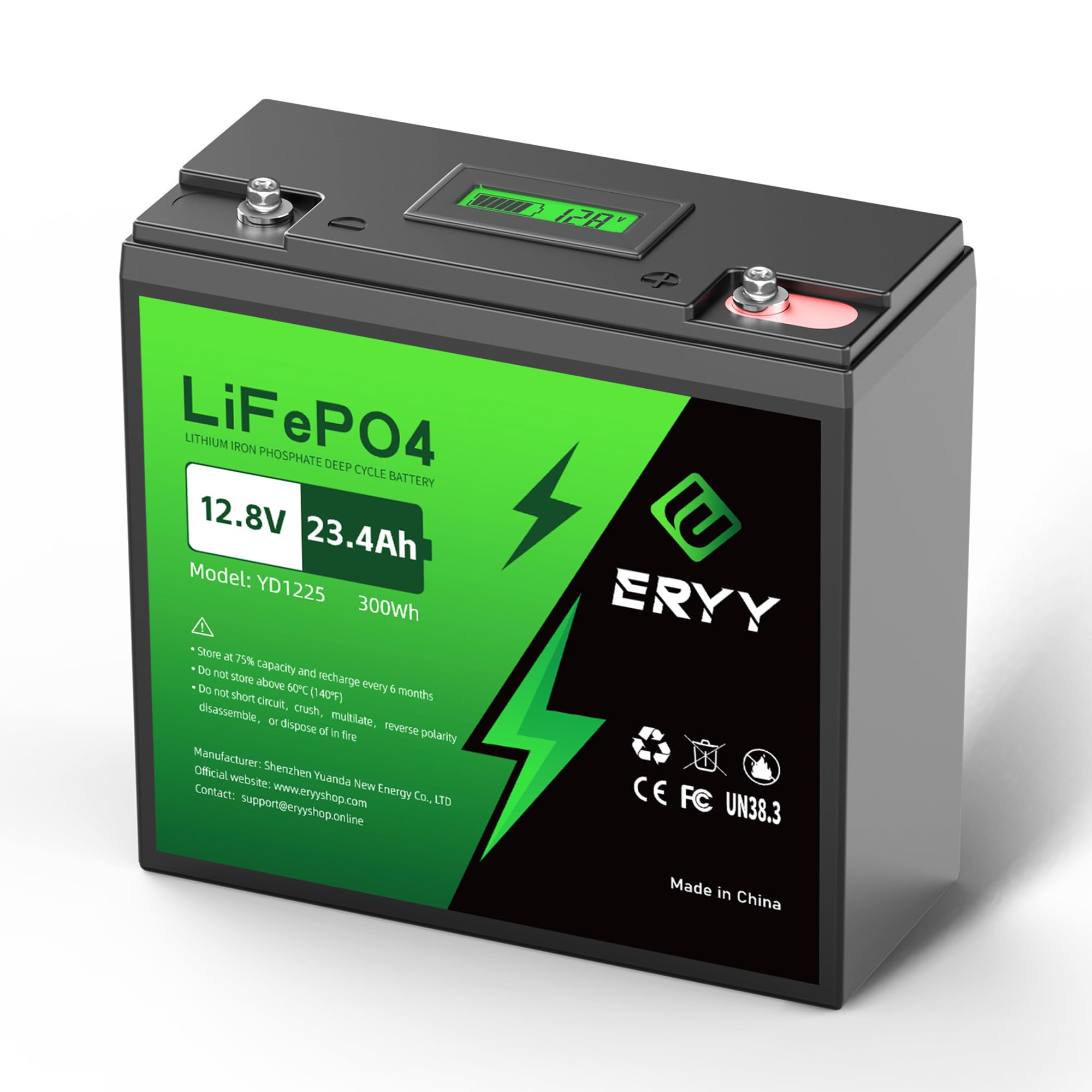 12V 23.4AH LiFePO4 Deep Cycle Lithium Battery with 30A BMS - Rechargeable 12 Volt Lithium Iron Phosphate Battery for Fish Finders, Solar Systems, Kids Scooters, Power Wheels, RVs & Campers - Perfect for Marine, Off-Grid & Outdoor Power Applications