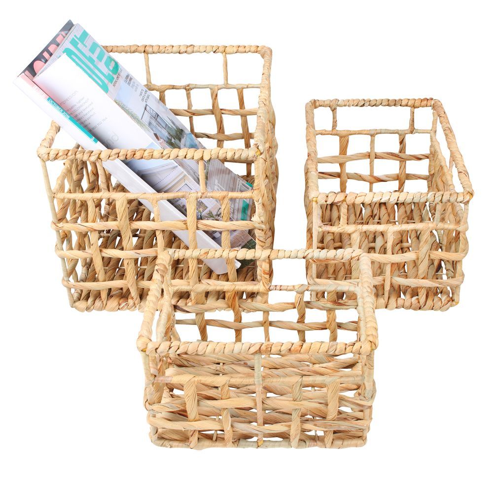 Newport Large Rectangular Hyacinth Storage Basket - Woven Natural Fiber Organizer for Home, Bathroom, Nursery & Office Decor | Perfect for Blankets, Toys & Essentials