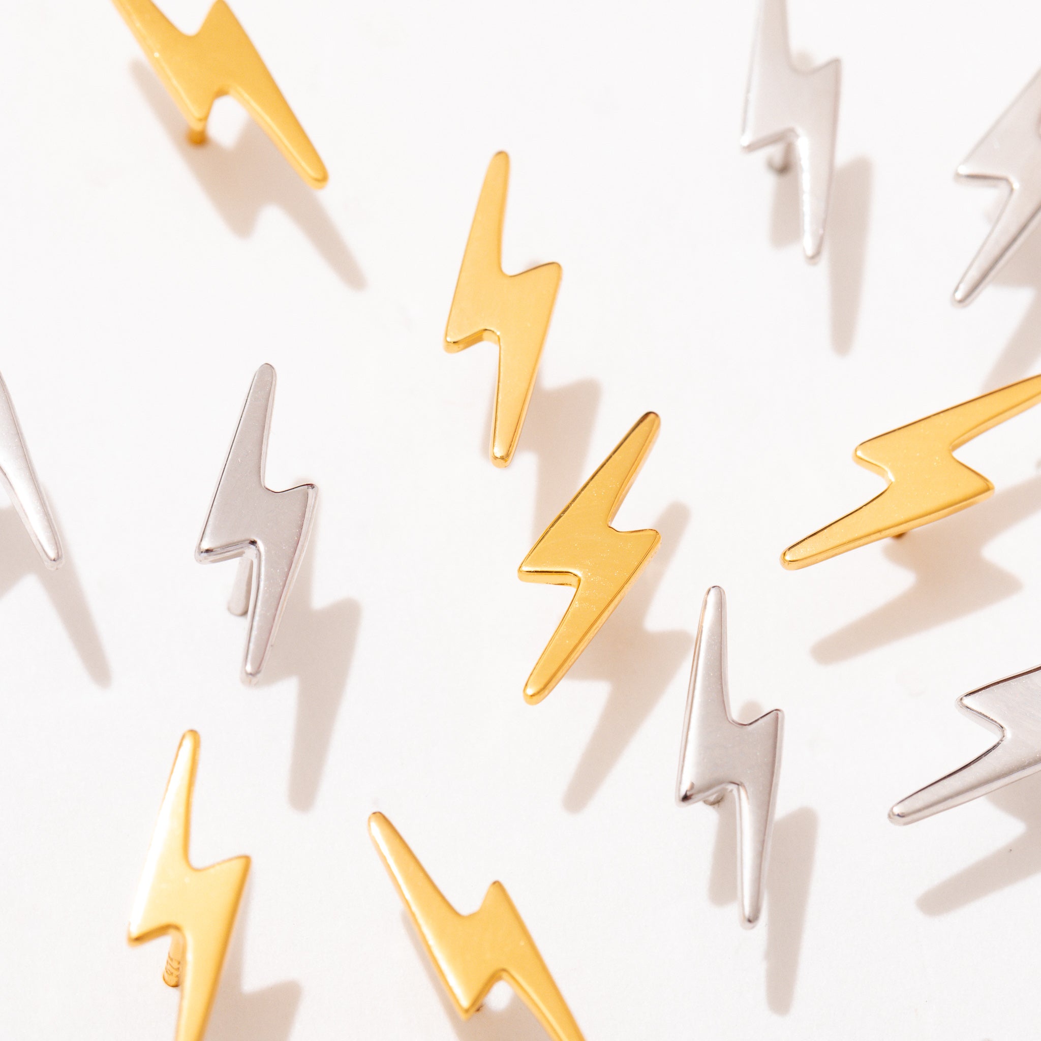 Lightning Bolt Stud Earrings for Women - Dainty Gold/Silver Punk Rock Jewelry - Perfect for Parties, Concerts & Everyday Wear