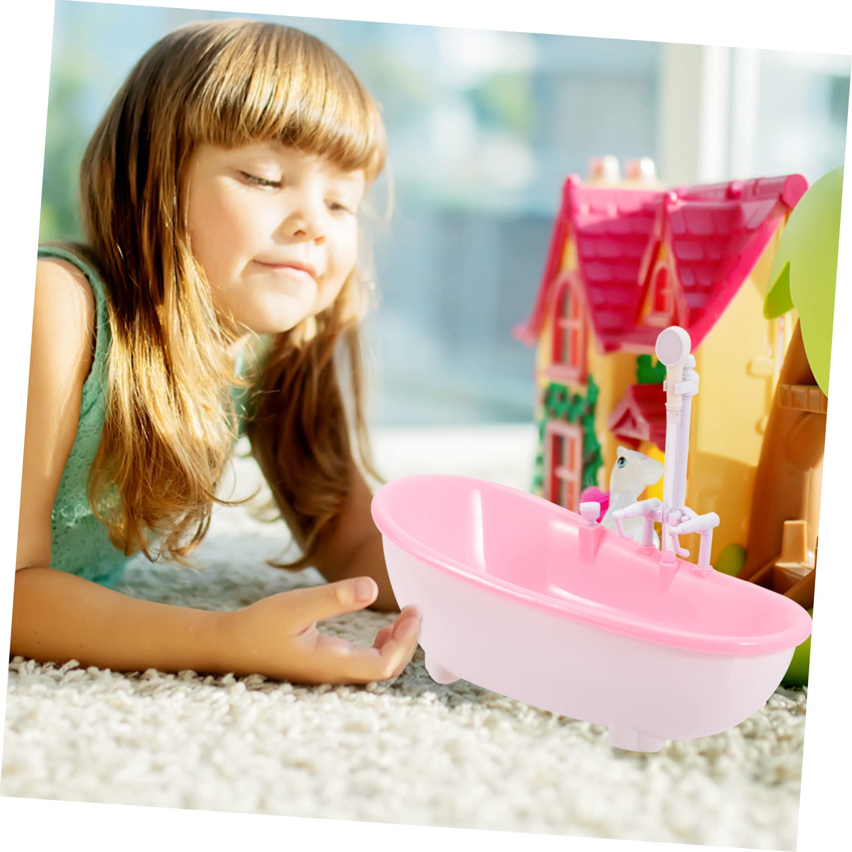 VICASKY 3-Piece Bath Spray Toy Set - Cute Pink Plastic Shower Toys for Kids, Mini Bathtub Doll Accessories - Fun Bath Time Play for Toddlers & Baby Girls