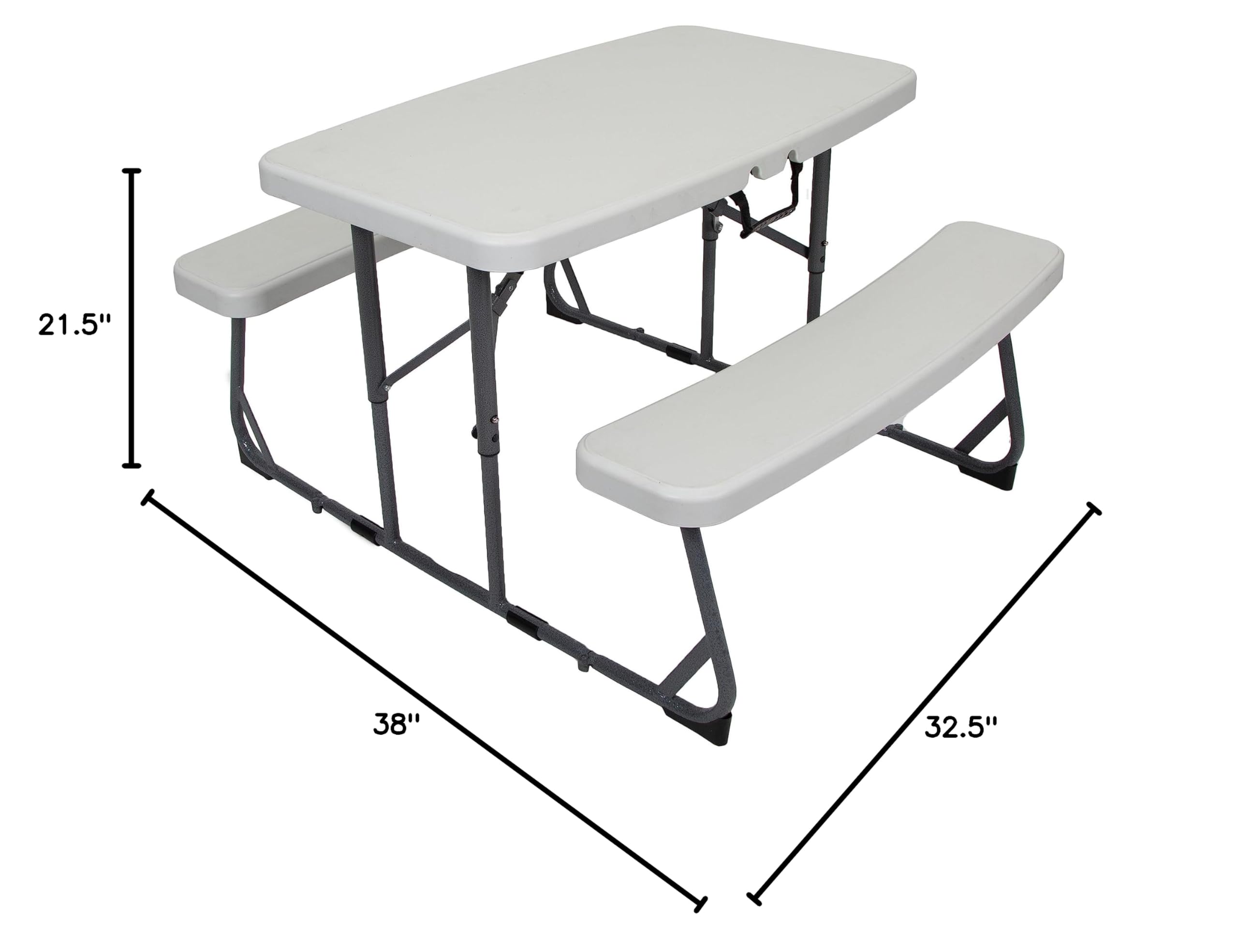 Stansport G-940 Compact Kids Picnic Table - Portable White Folding Table for Outdoor Play, Camping & Backyard Fun - Perfect for Toddlers & Children's Activities