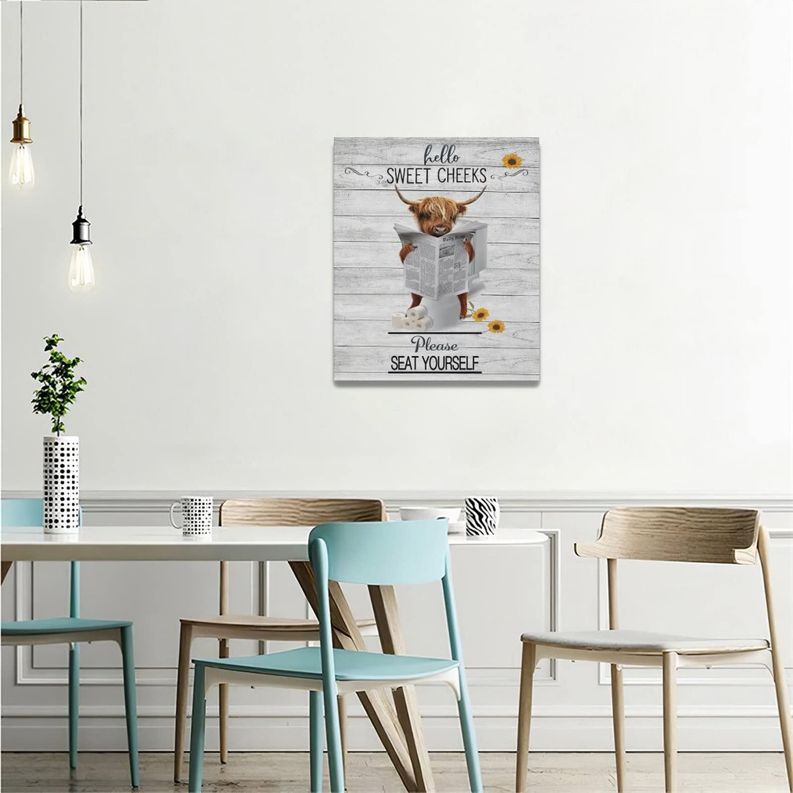 Funny Highland Cow Bathroom Wall Art - 20