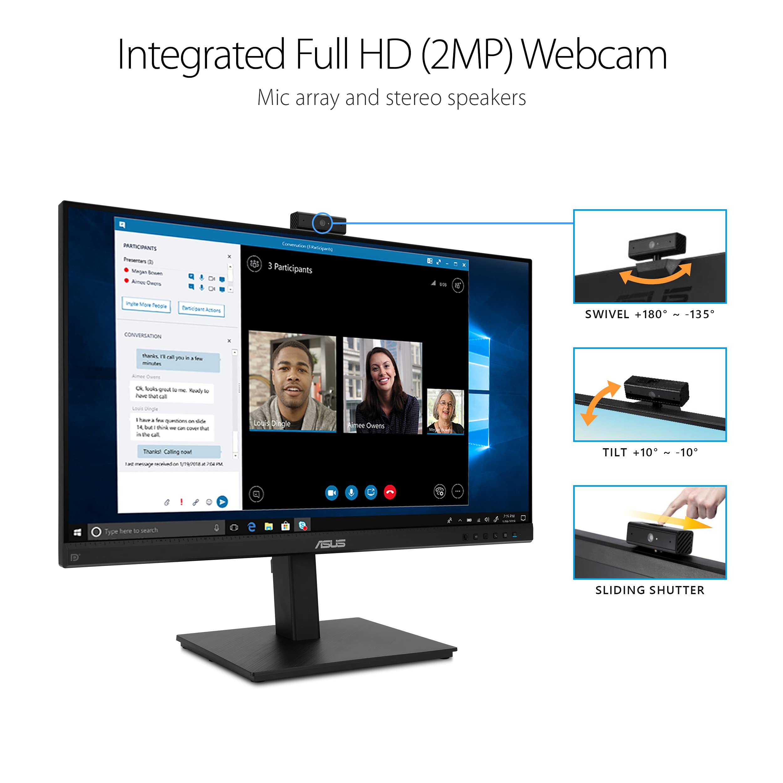 ASUS BE279QSK 27-inch Full HD 1080P IPS Monitor - Renewed | Video Conference & Home Office Display for Zoom Meetings & Remote Work