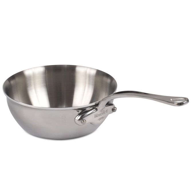 Mauviel M'Cook Curved Splayed Stainless Steel Saute Pan - Professional Chef-Grade Cookware for Searing, Sautéing & Deglazing | Perfect for Home Kitchens & Culinary Schools