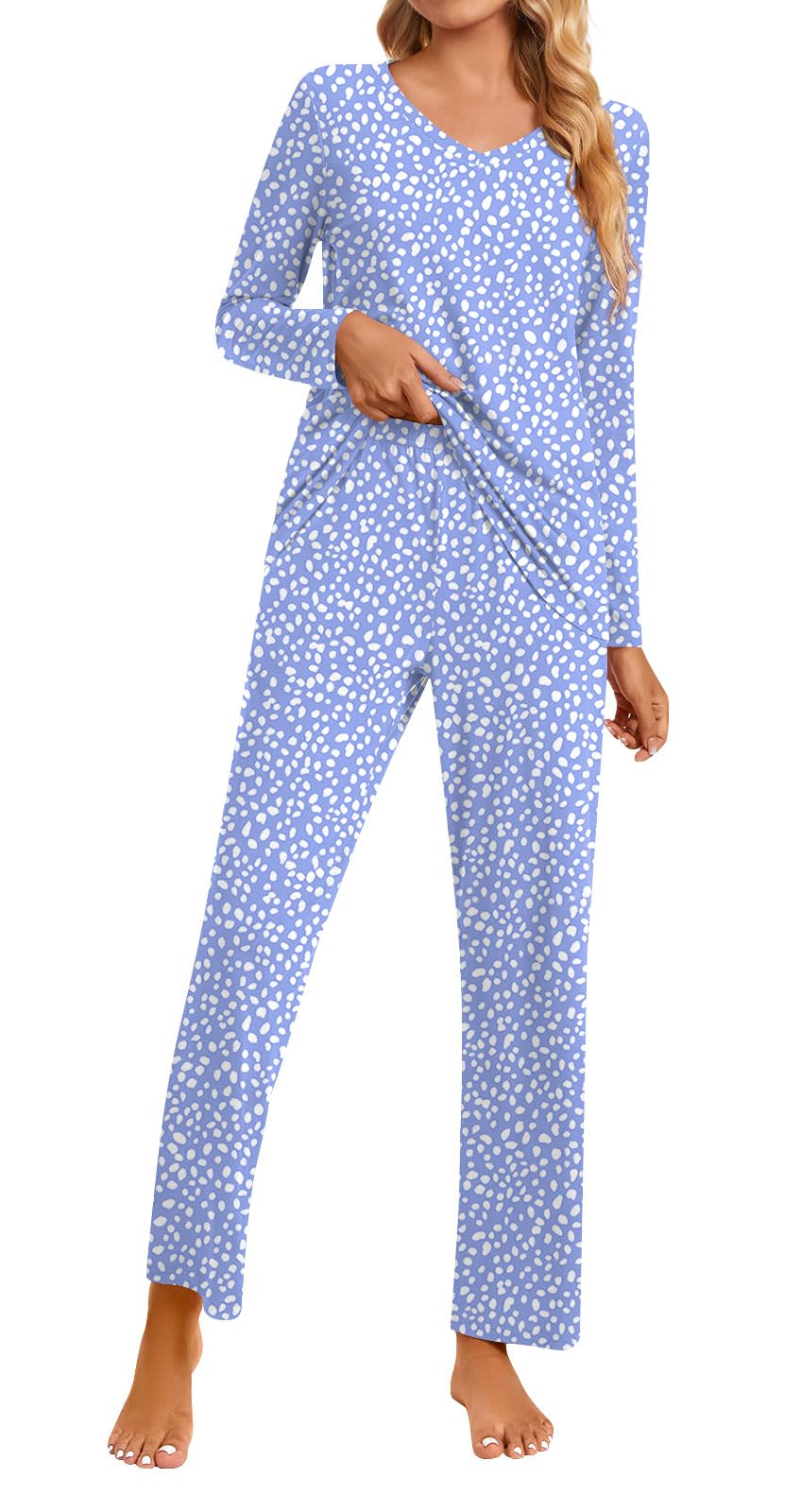 Syoss 2-Piece Women's Fall Pajama Set - Long Sleeve Lounge Sleepwear with Pockets | Cozy Pajamas for Women | Perfect for Sleepovers, Relaxing at Home & Cold Weather Comfort