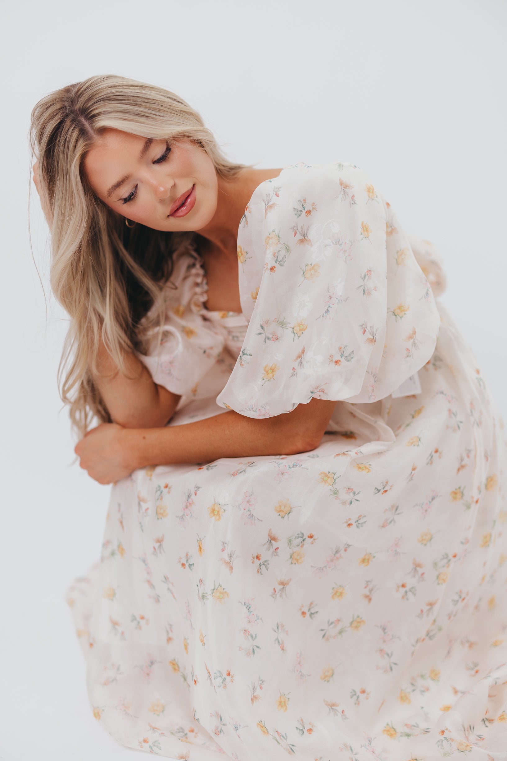 Melody Maxi Dress with Pleats & Bow Detail - Yellow Rose Floral Print | Bump Friendly Maternity Dress | Inclusive Sizing S-3XL | Perfect for Weddings, Baby Showers & Summer Vacations