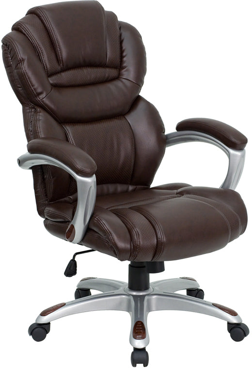 Premium FLASH Stella High Back Black LeatherSoft Executive Swivel Chair - Ergonomic Office Chair with Adjustable Arms for Home & Business Workspaces - Perfect for Long Hours of Comfortable Sitting in Office, Study or Conference Rooms