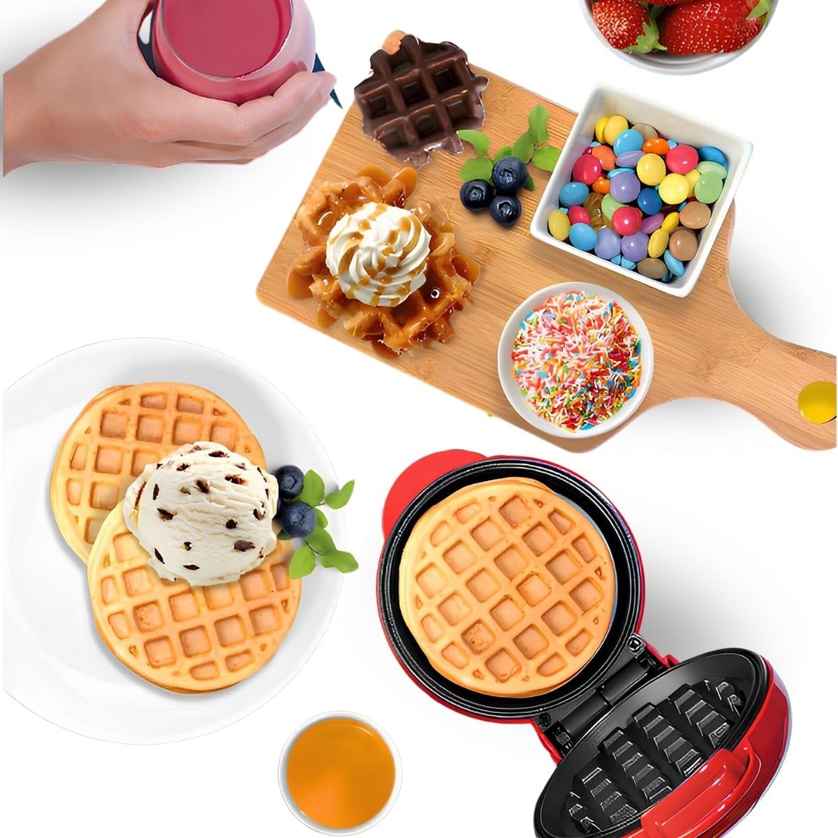 Professional Non-Stick 110V Electric Waffle Maker Machine - Perfect for Breakfast, Brunch, and Family Gatherings