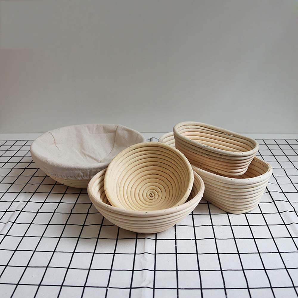 Natural Oval Rattan Bread Proofing Basket with Linen Liner - Professional Sourdough Banneton for Home & Commercial Bakers (Round, 3XL) - Perfect for Artisan Bread Making, Dough Fermentation & Baking Enthusiasts