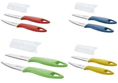 Tescoma PRESTO Mini Knife Set of 2 - 6cm Stainless Steel Kitchen Knives with Colorful Handles - Perfect for Fruit Cutting, Crafting & Small Kitchen Tasks