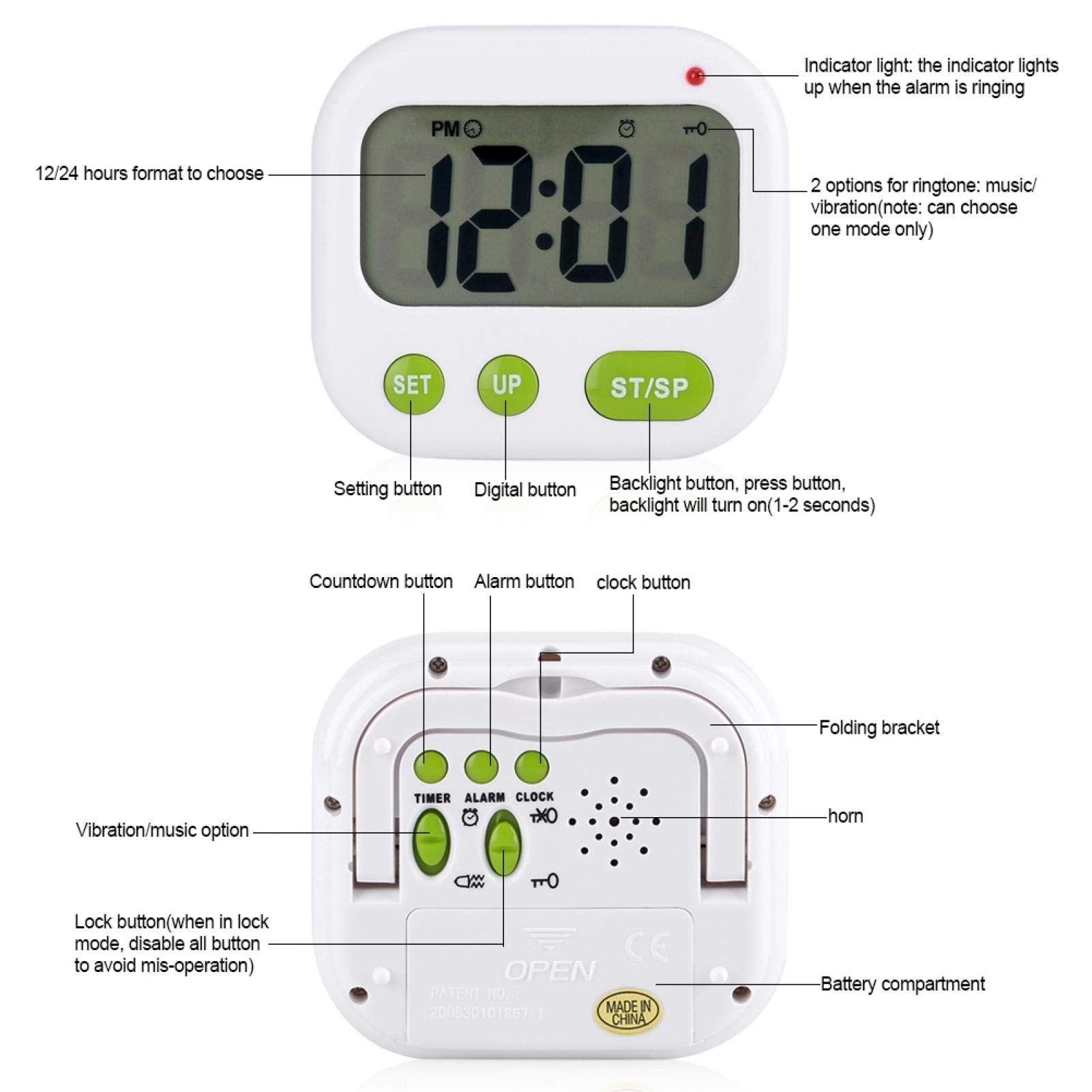 Digital Kitchen Timer with Large Display & Loud Alarm - Magnetic Backing & Stand - Perfect for Cooking, Baking, Sports, Games & Office Use