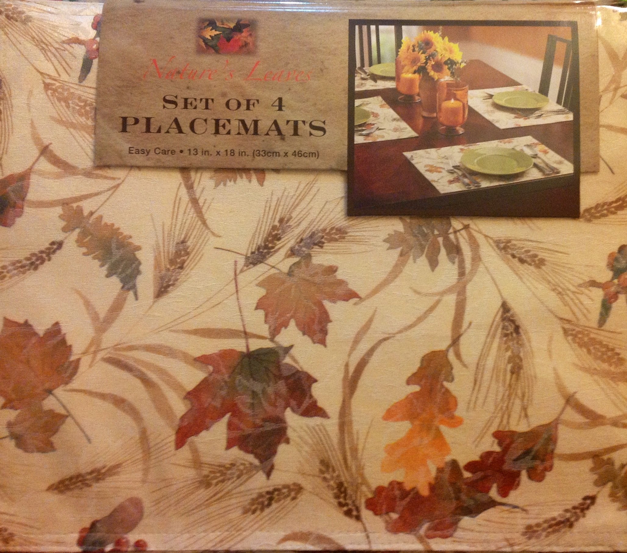 Nature's Leaves Set of 4 Eco-Friendly Bamboo Placemats - Waterproof & Heat-Resistant for Dining Table, Kitchen, and Outdoor Picnics