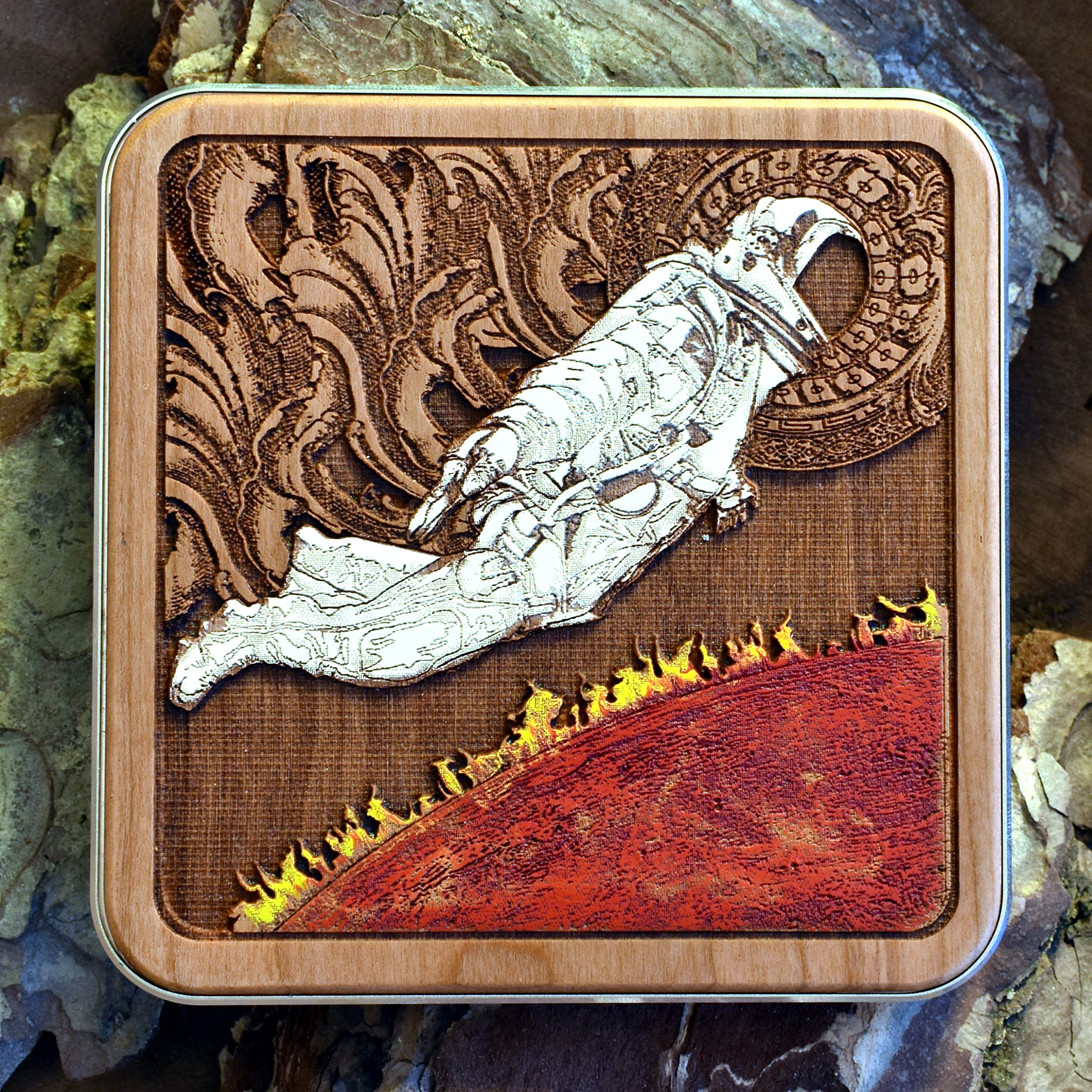 15W Fast Qi Wireless Charger - Hand-Painted Astronaut & Planet Design on Cherry Wood with Aluminum Base | Compatible with iPhone 16, Galaxy S25/S24 | Space-Themed Desk Decor for Office & Home | Perfect Gift for Tech Lovers & Sci-Fi Fans