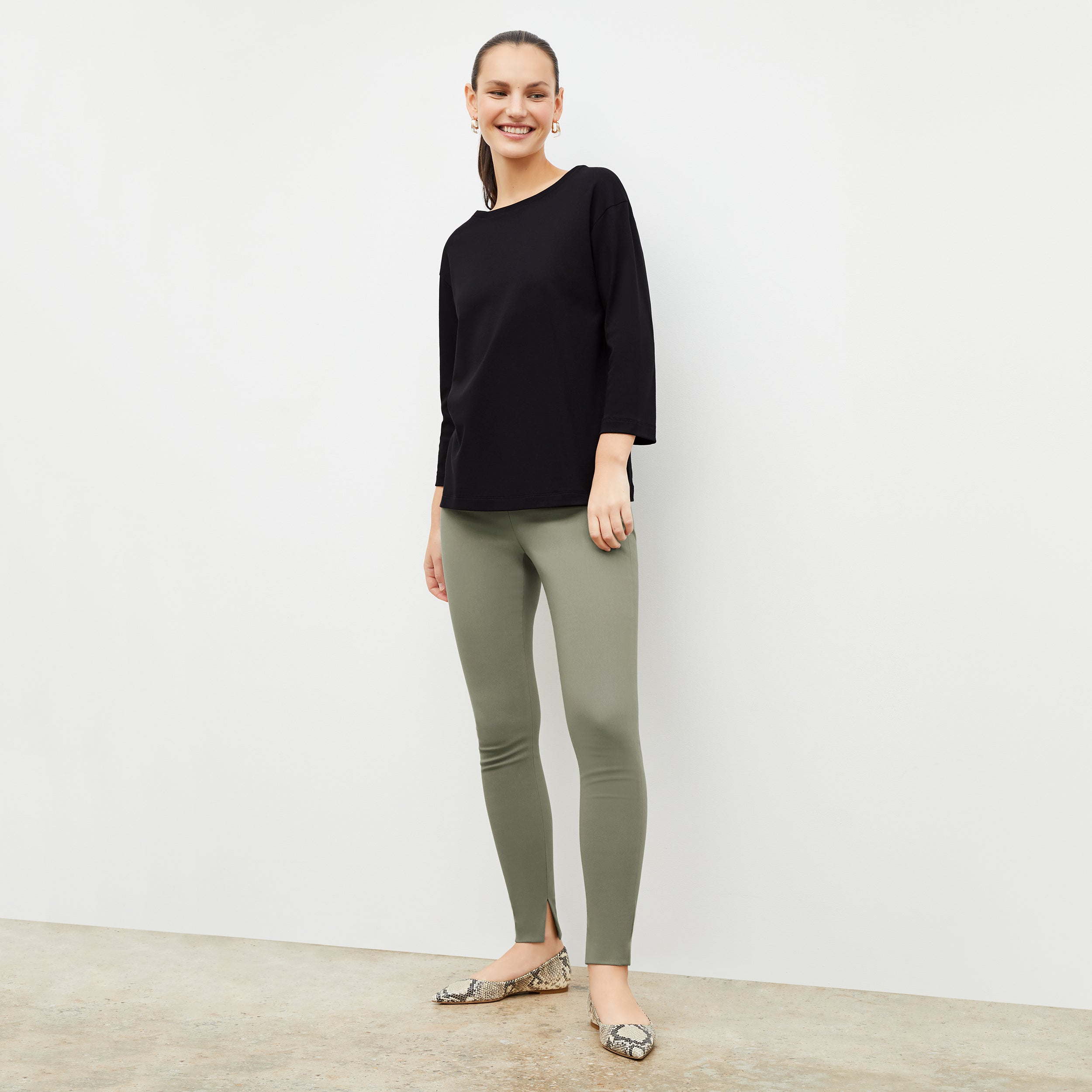 Skinny Foster PowerStretch Pants in Thyme - Comfortable & Stretchy Women's Activewear for Yoga, Running & Outdoor Adventures