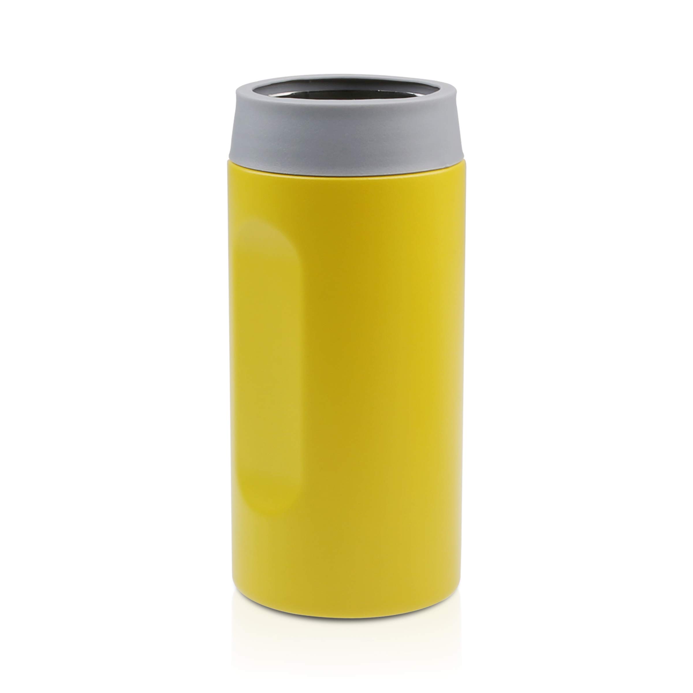 Tahoe Trails 12oz Stainless Steel Vacuum Insulated Slim Can & Bottle Cooler - Double Wall Copper Plated Can Chiller for Beer, Soda & Energy Drinks | Perfect for BBQs, Camping & Outdoor Parties | Yellow (32-Pack)